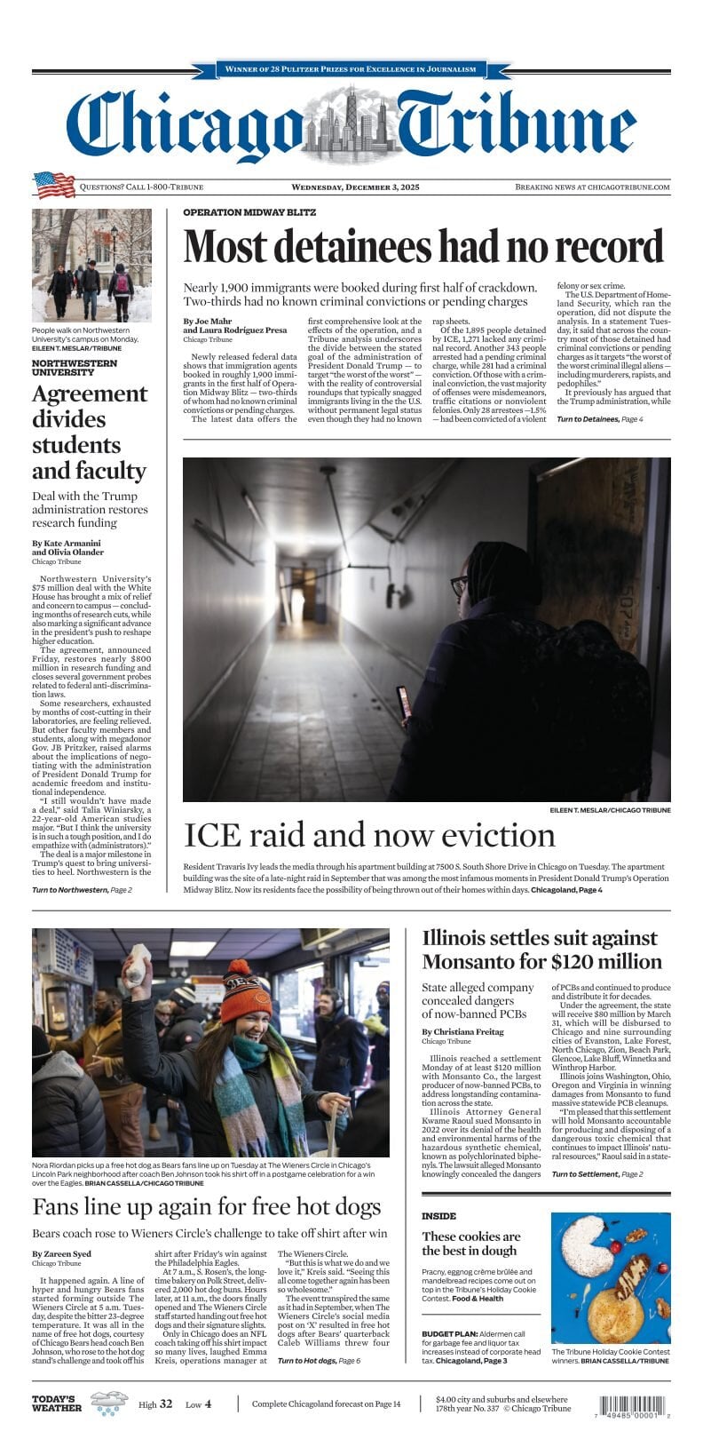 Chicago Tribune - Cover - 12/03/2025
