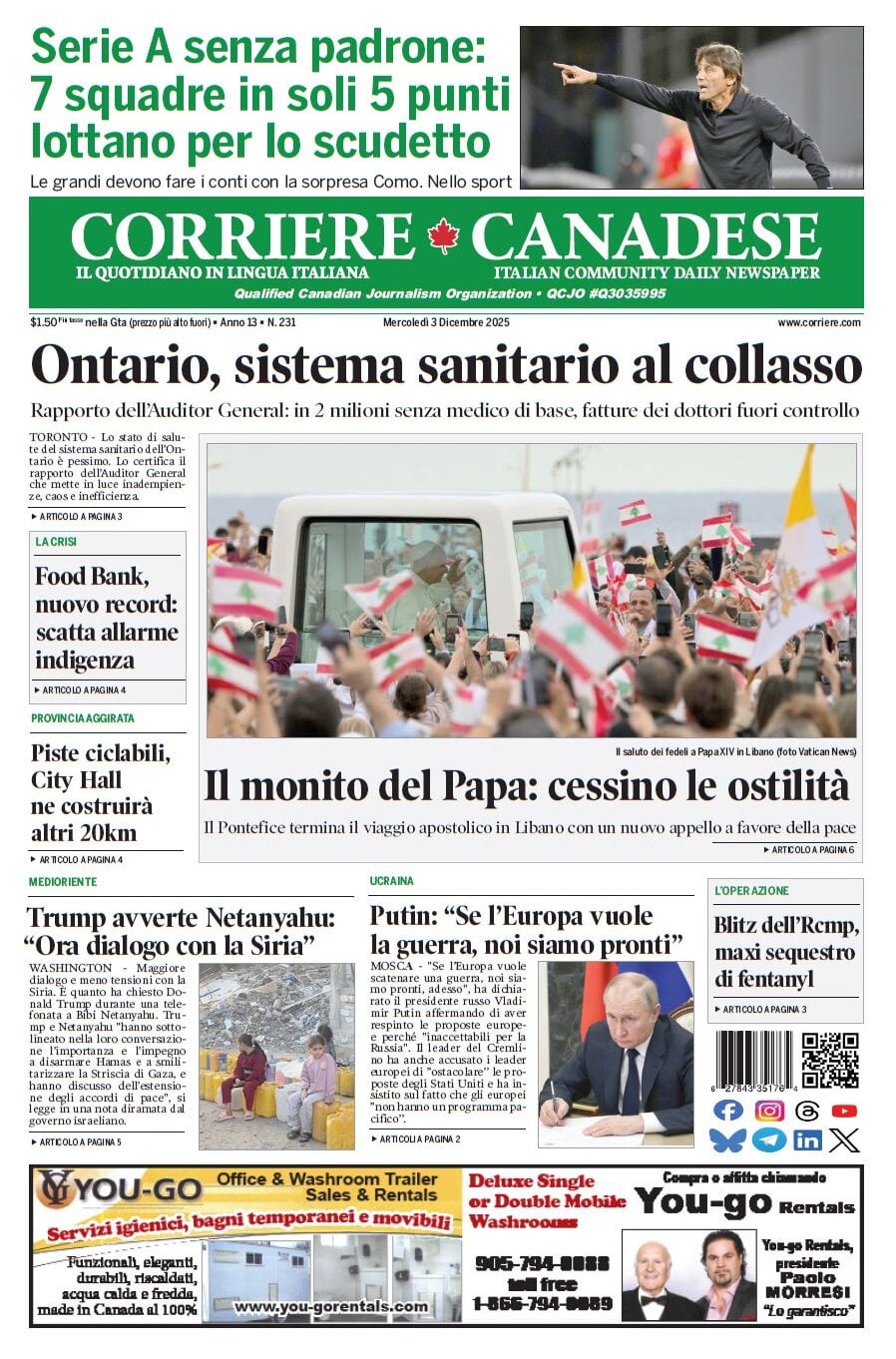 Corriere Canadese - Front Page - 12/03/2025