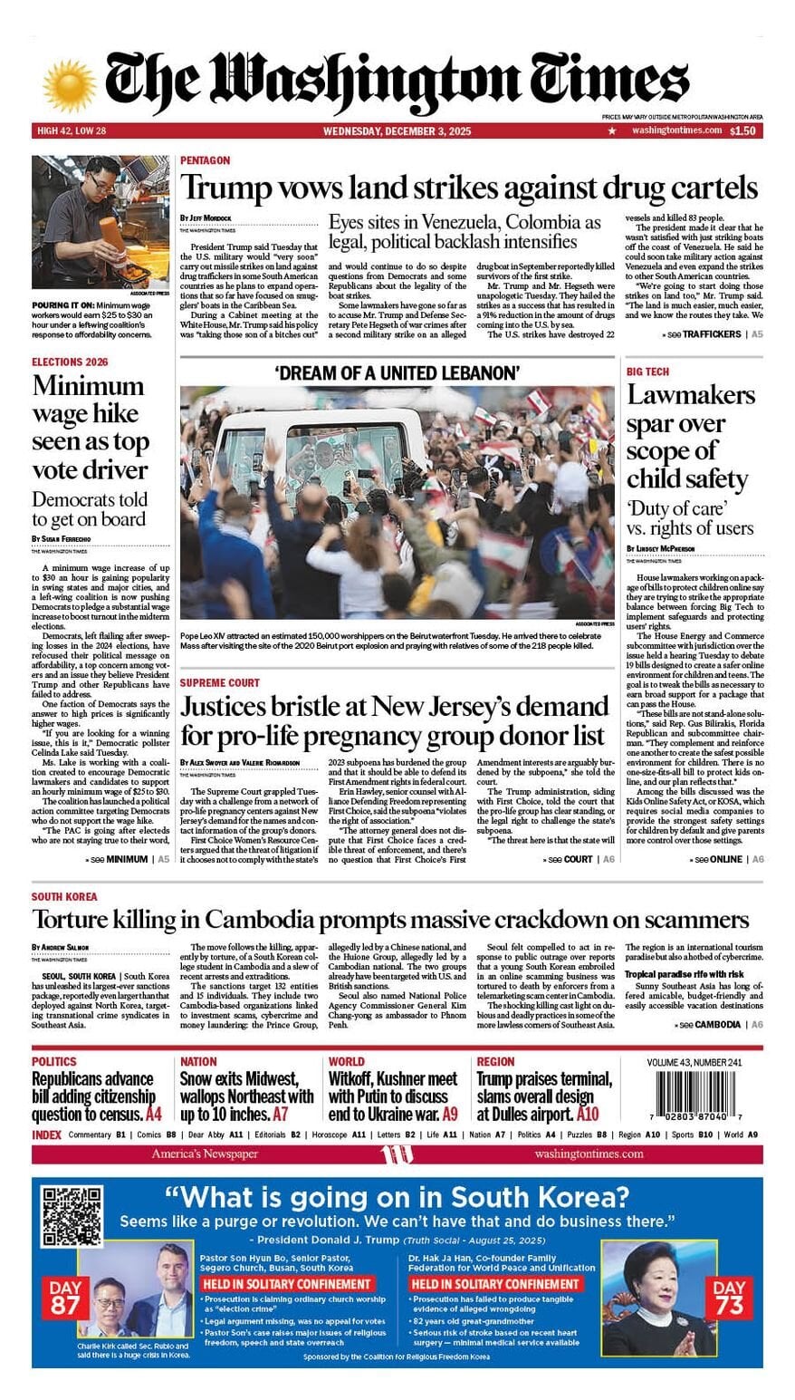 The Washington Times - Cover - 12/03/2025