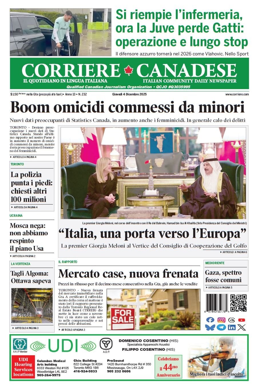 Corriere Canadese - Front Page - 12/04/2025
