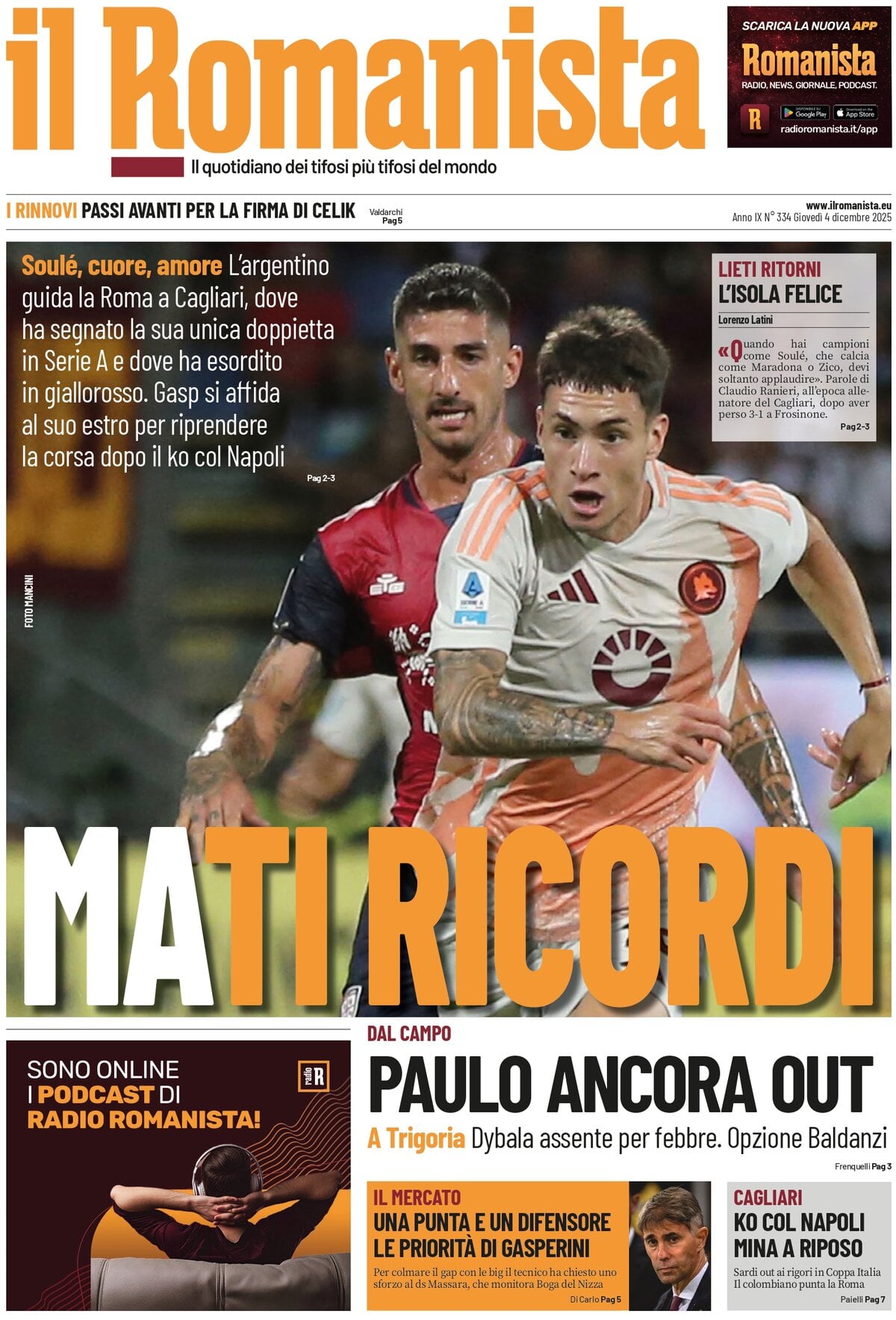 Il Romanista - Front Page - 12/04/2025