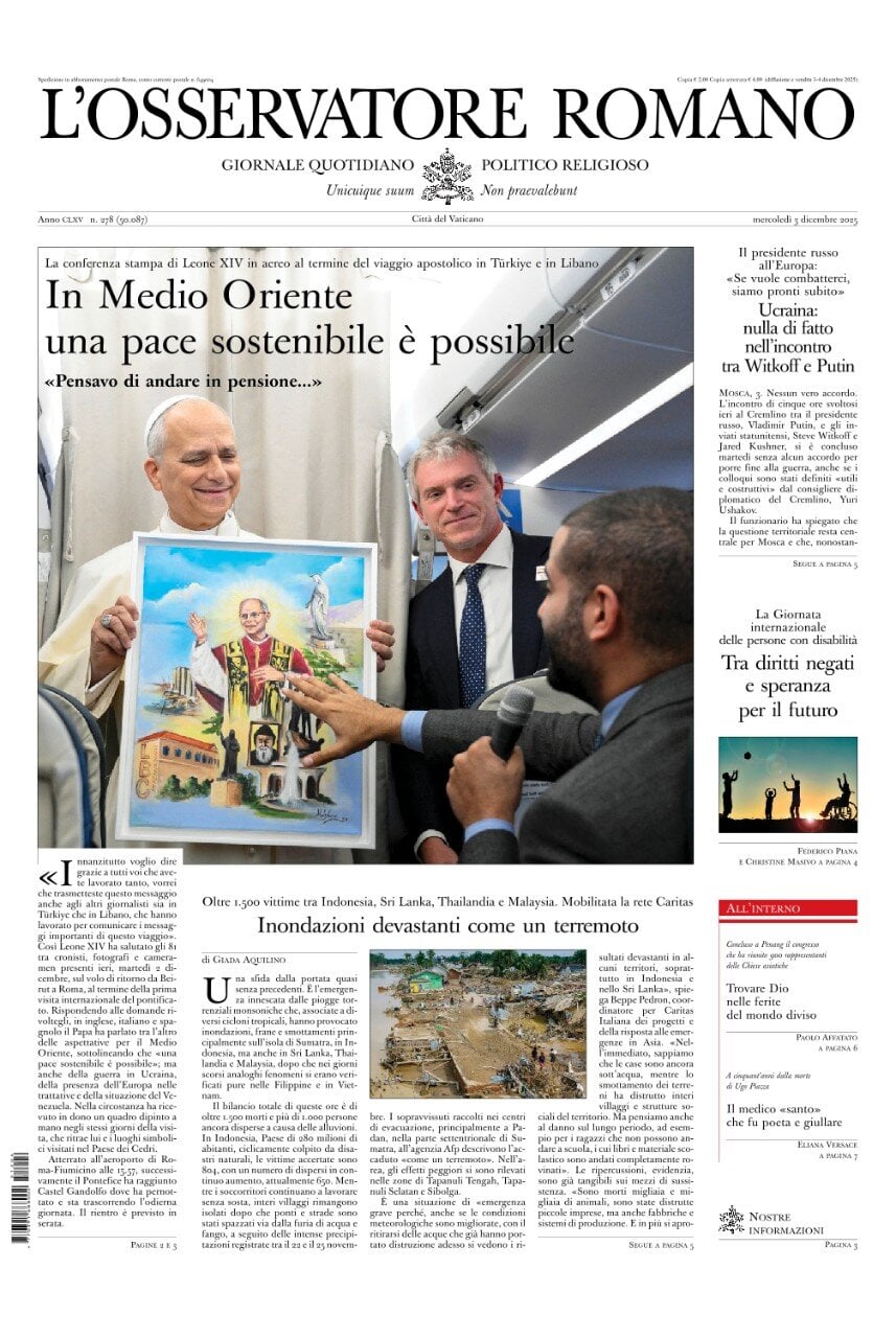 L'Osservatore Romano - Front Page - 12/04/2025