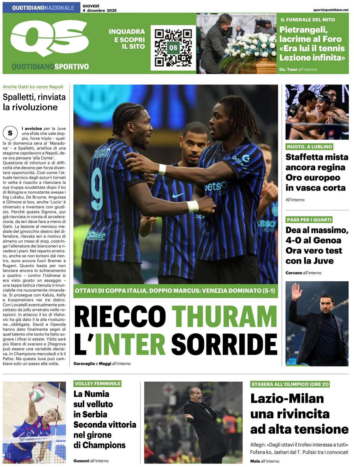 QS Quotidiano Sportivo - Front Page - 12/04/2025