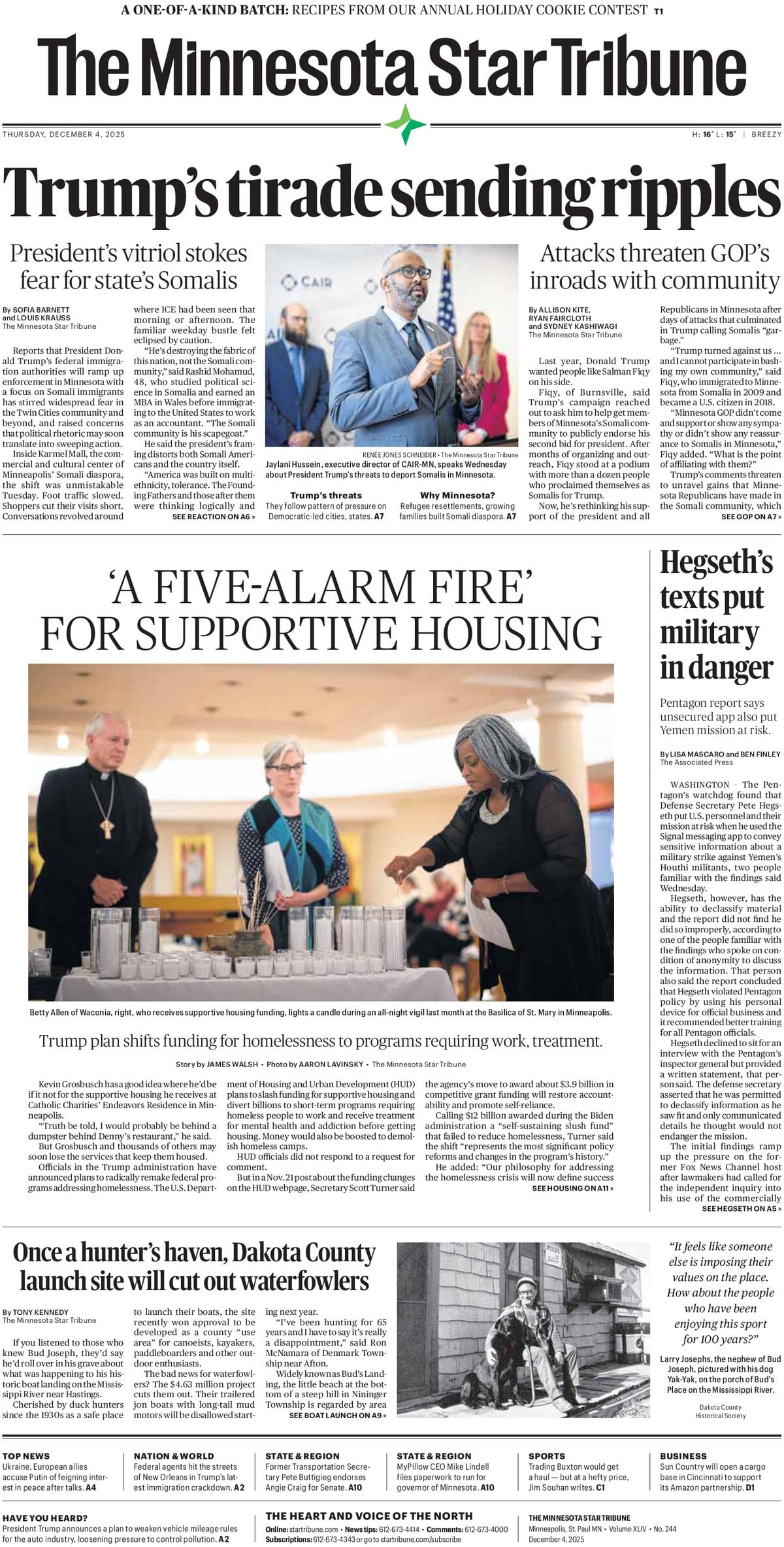 The Minnesota Star Tribune - Cover - 12/04/2025