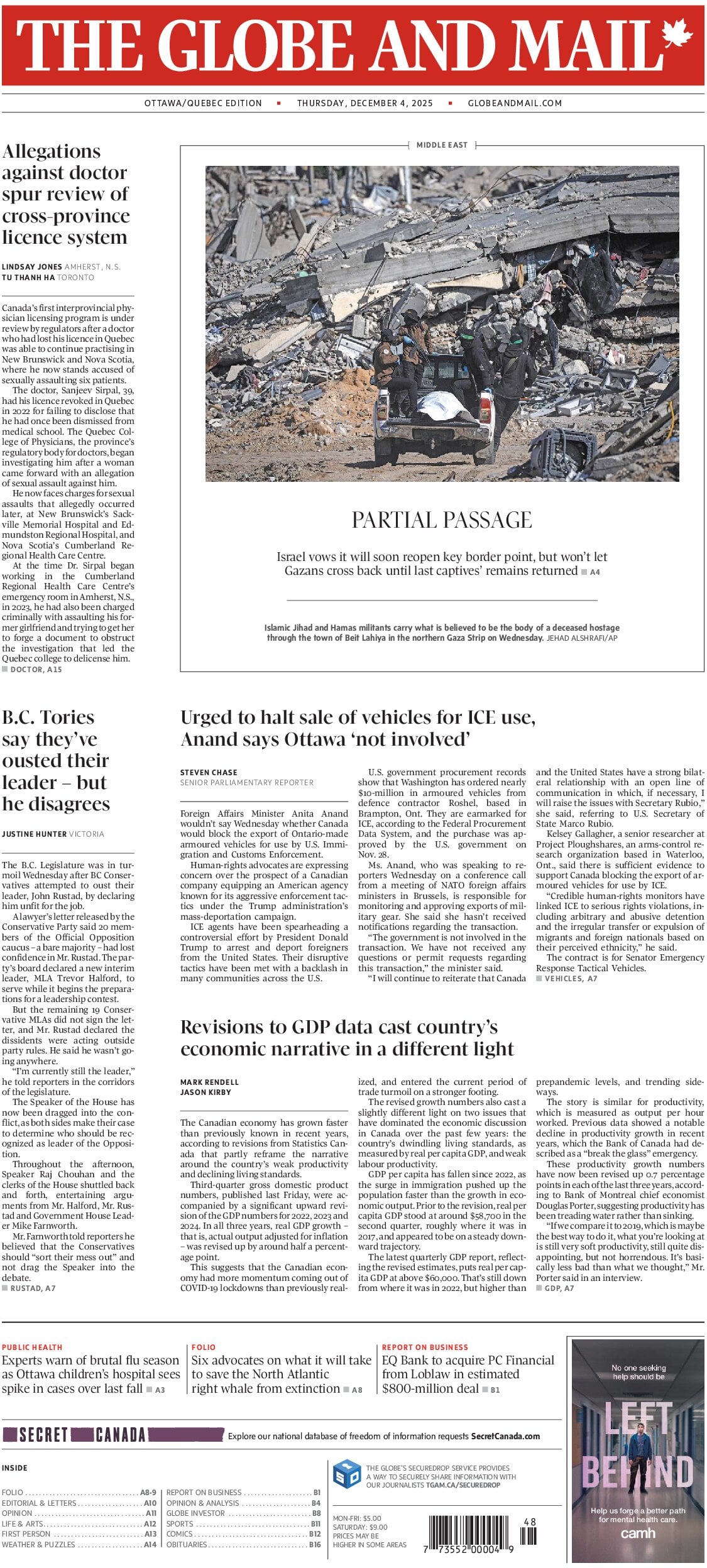 The Globe and Mail - Front Page - 12/04/2025