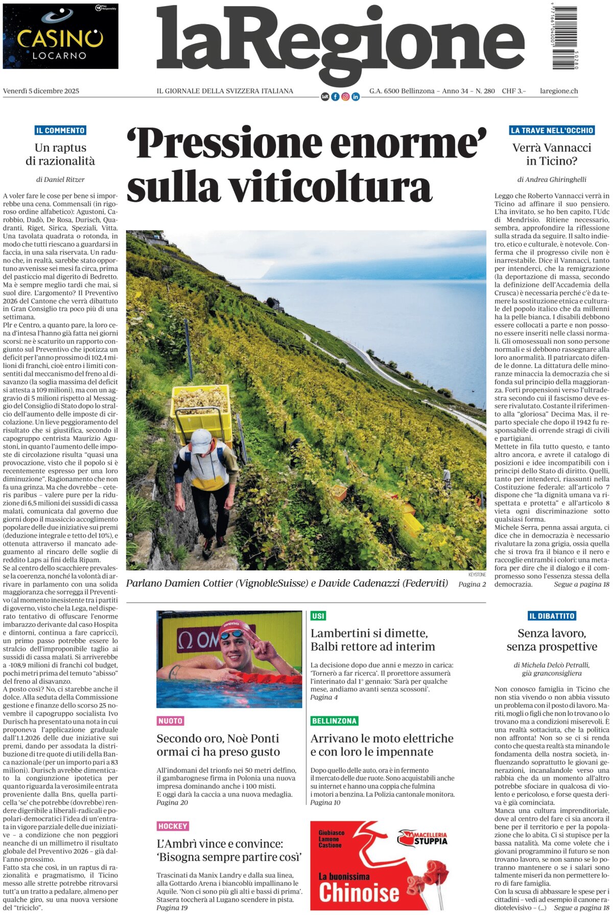 laRegione - Front Page - 12/05/2025