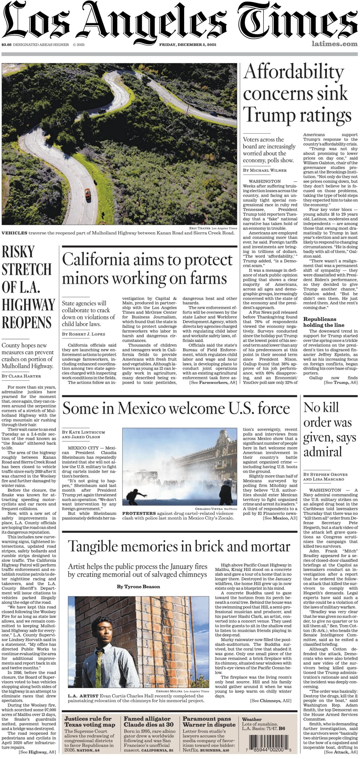 Los Angeles Times - Cover - 12/05/2025