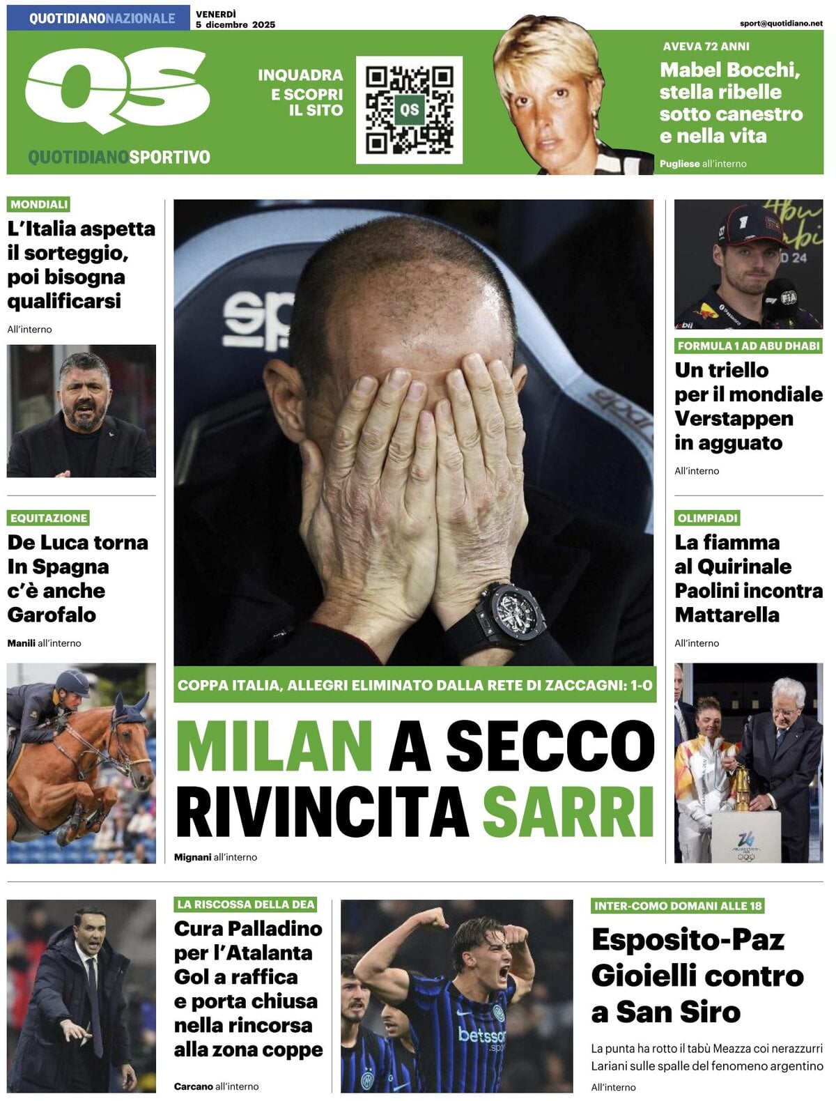 QS Quotidiano Sportivo - Front Page - 12/05/2025