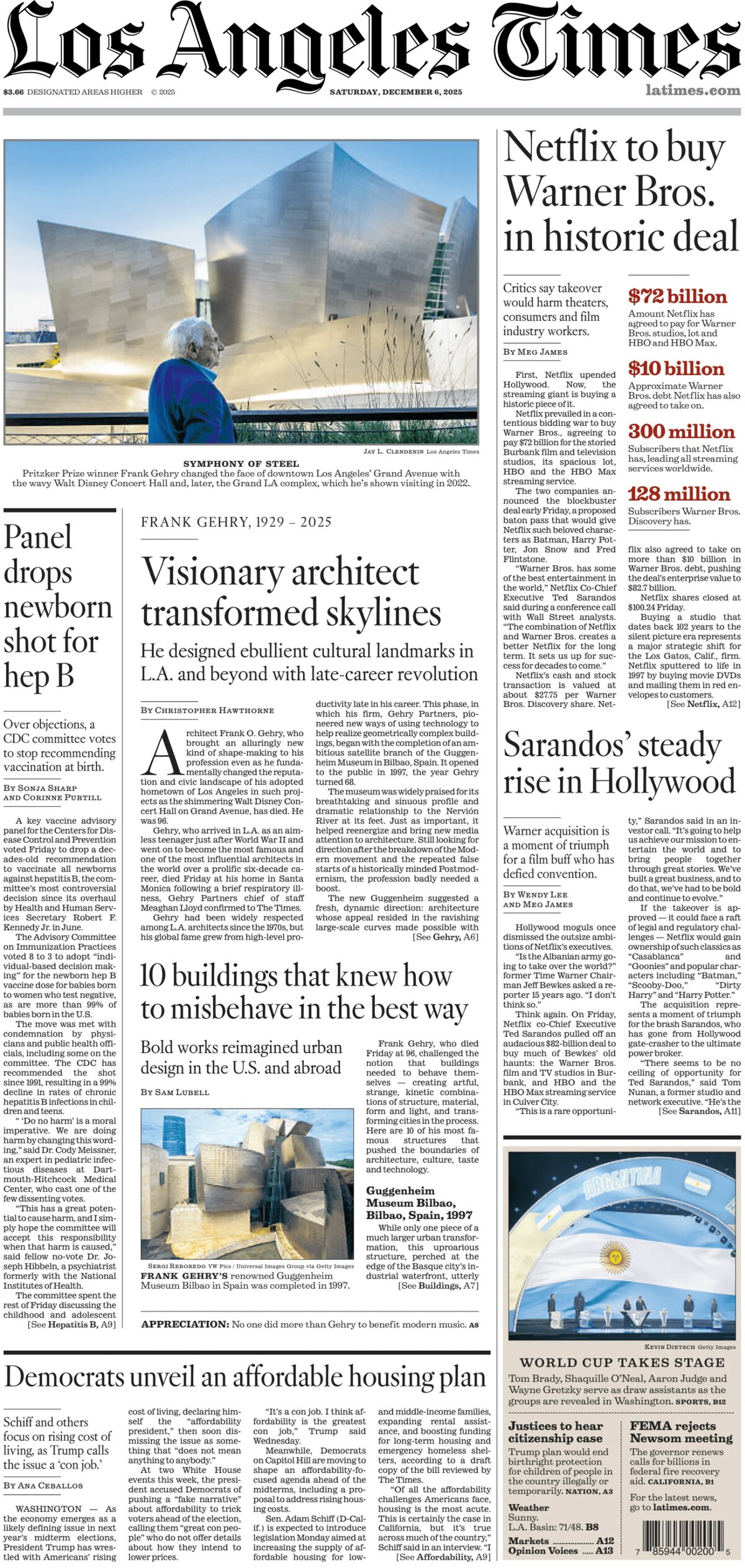 Los Angeles Times - Cover - 12/06/2025