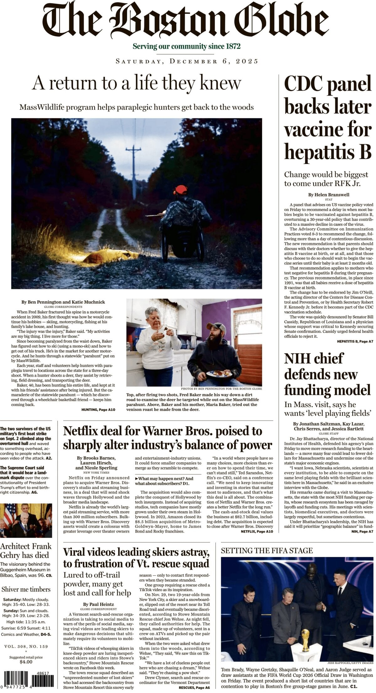 The Boston Globe - Cover - 12/06/2025