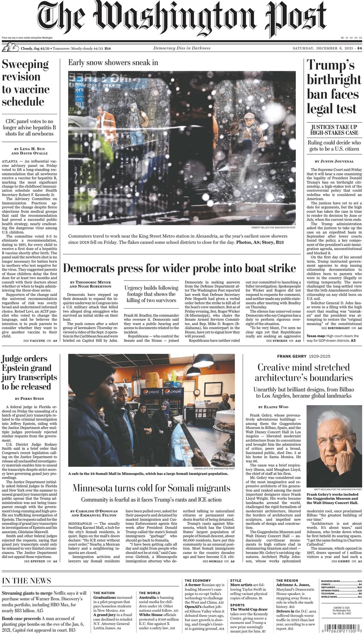 The Washington Post - Cover - 12/06/2025