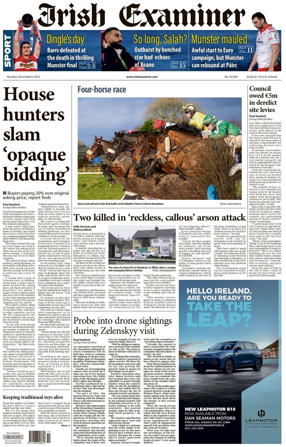 Irish Examiner - Front Page - 12/08/2025