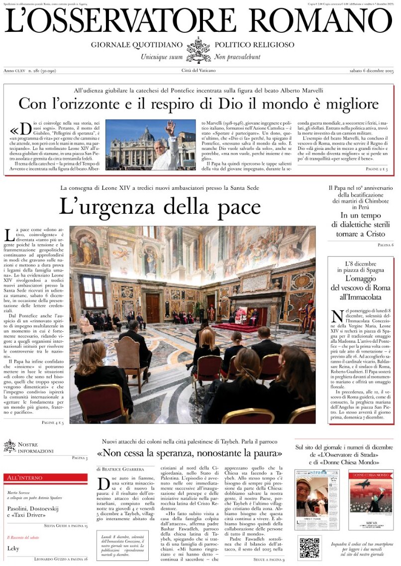 L'Osservatore Romano - Front Page - 12/07/2025