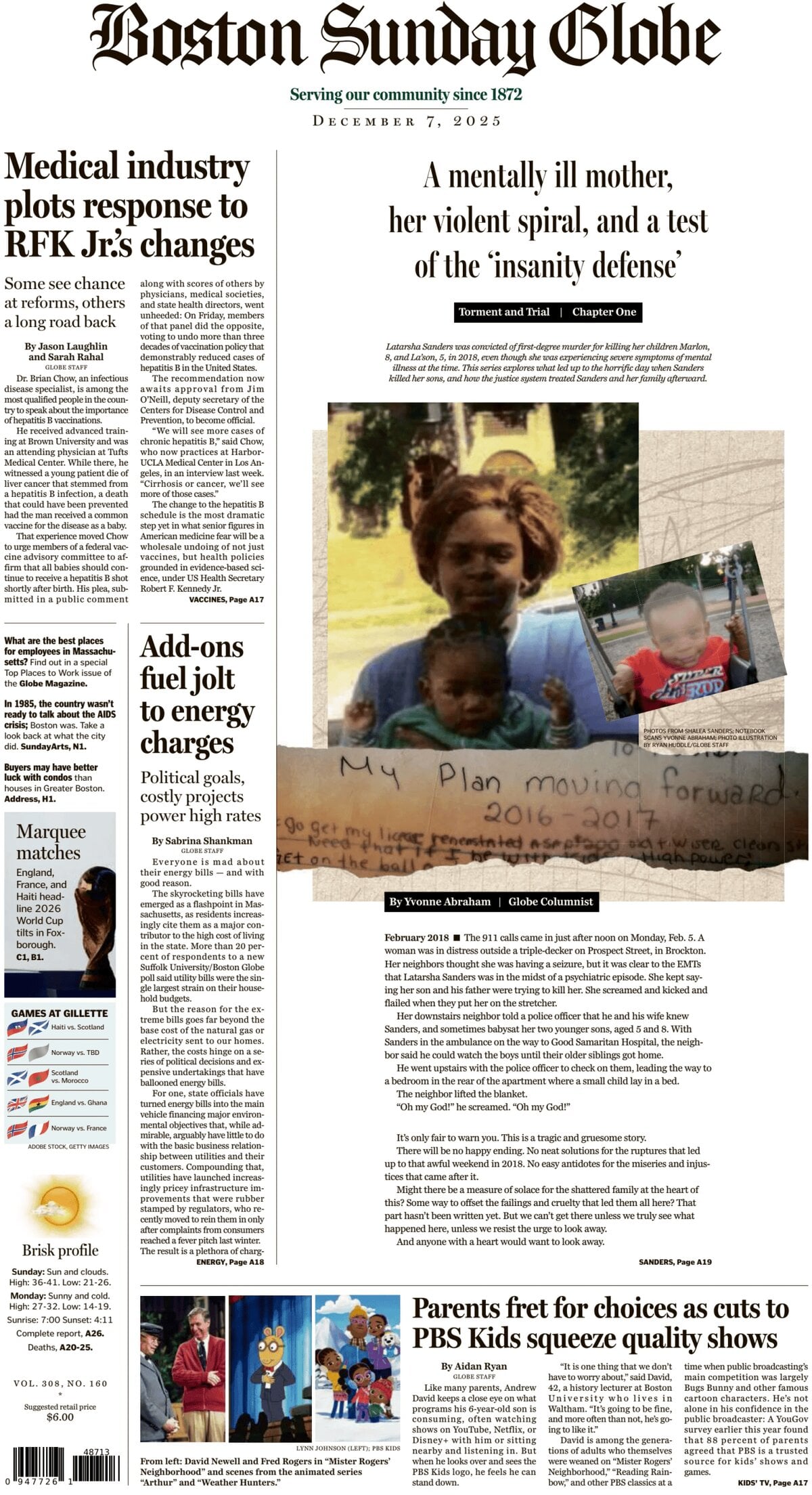 The Boston Globe - Cover - 12/07/2025