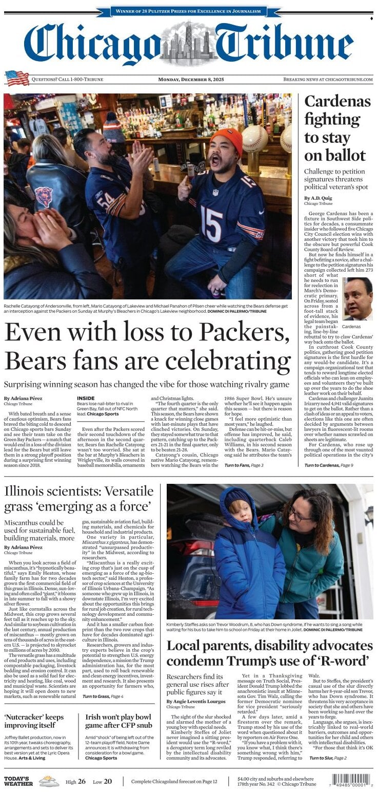 Chicago Tribune - Cover - 12/08/2025