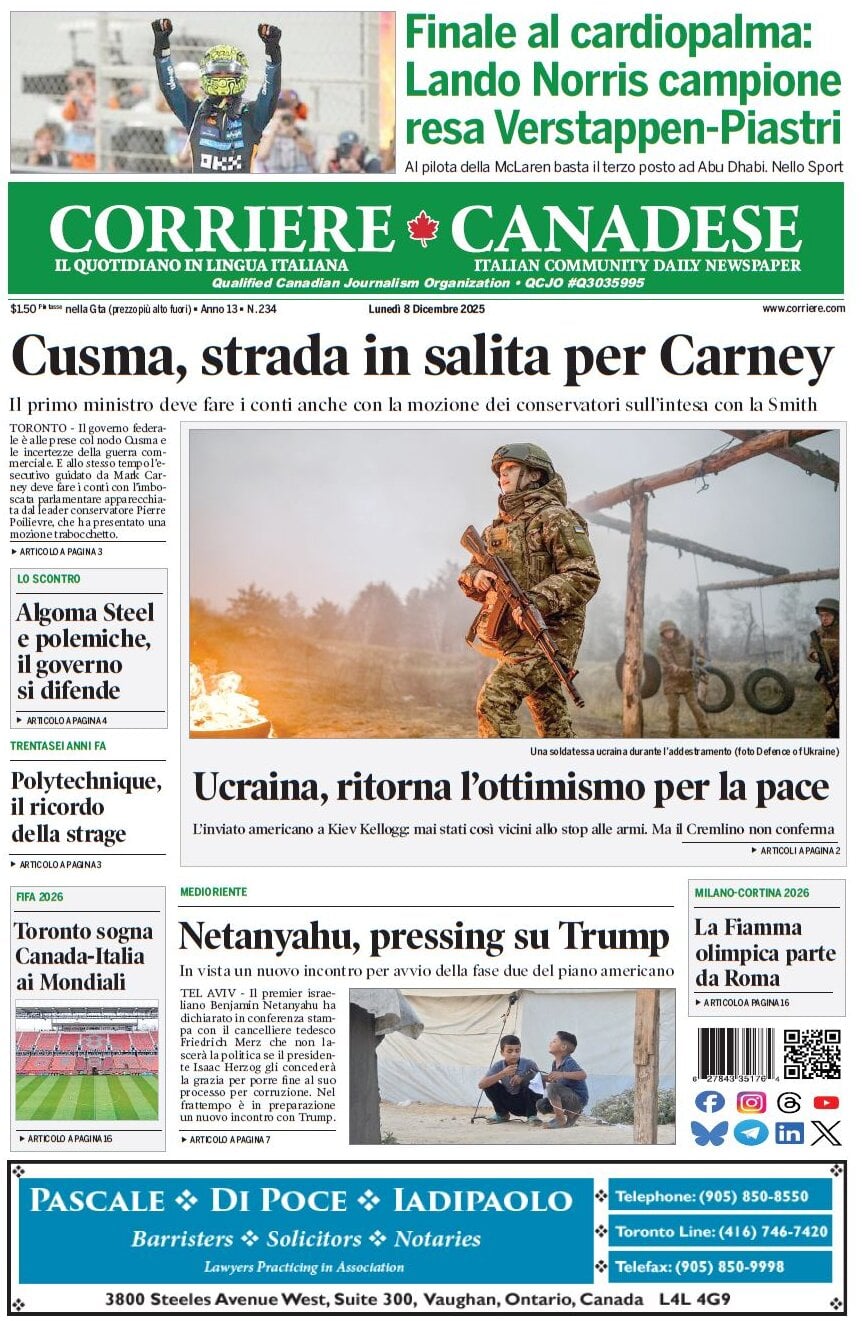 Corriere Canadese - Front Page - 12/08/2025