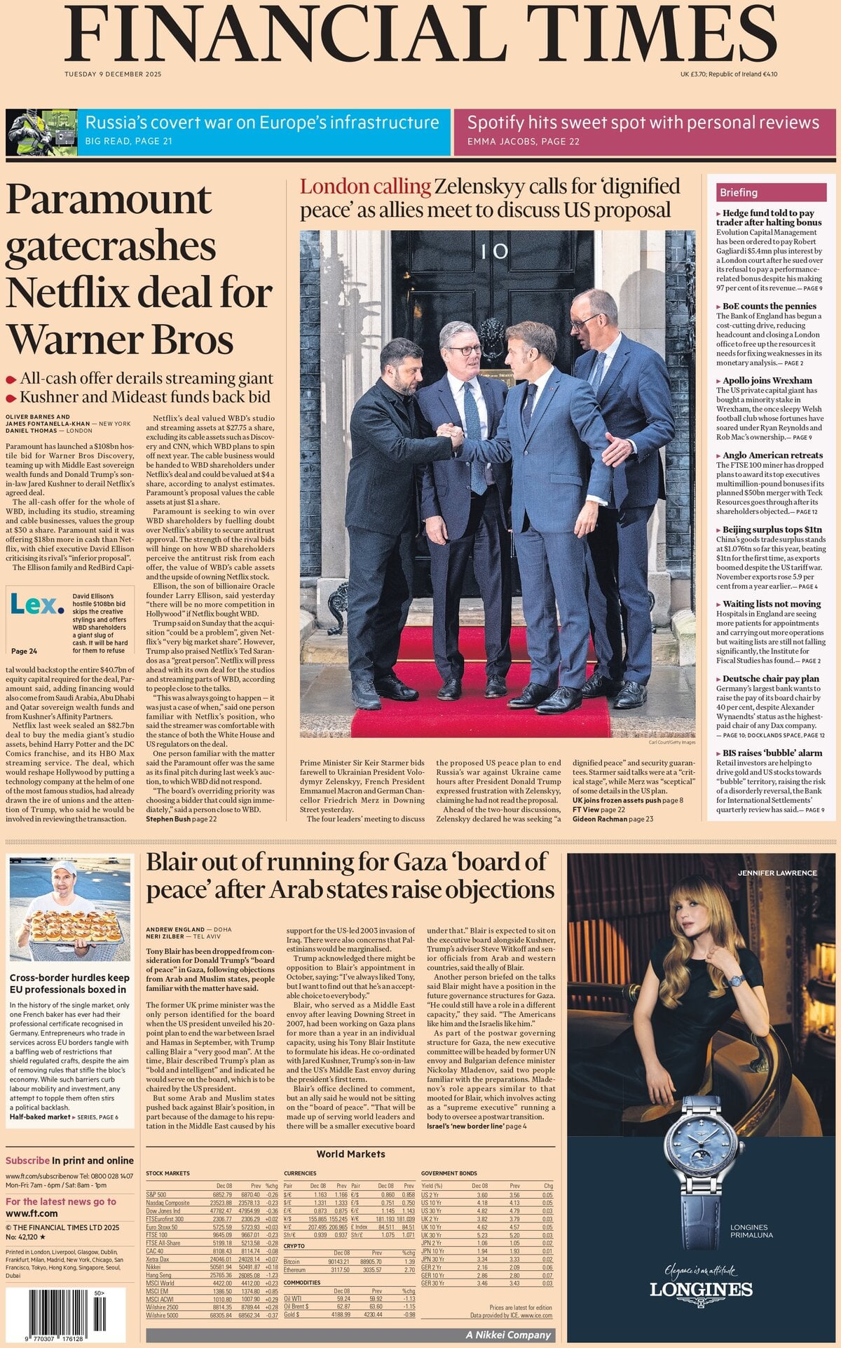 Financial Times - Front Page - 12/09/2025