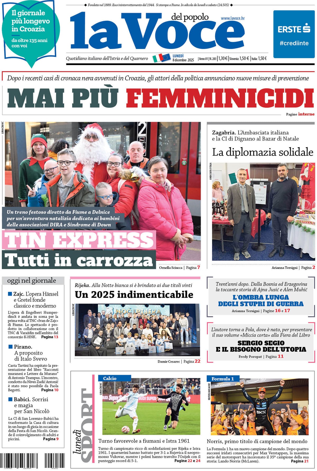 La Voce del popolo - Front Page - 12/08/2025