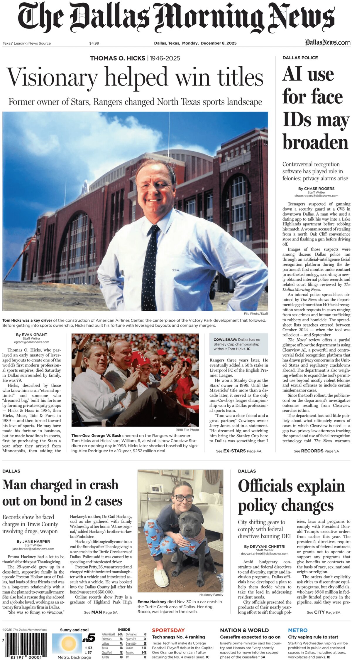 The Dallas Morning News - Cover - 12/08/2025
