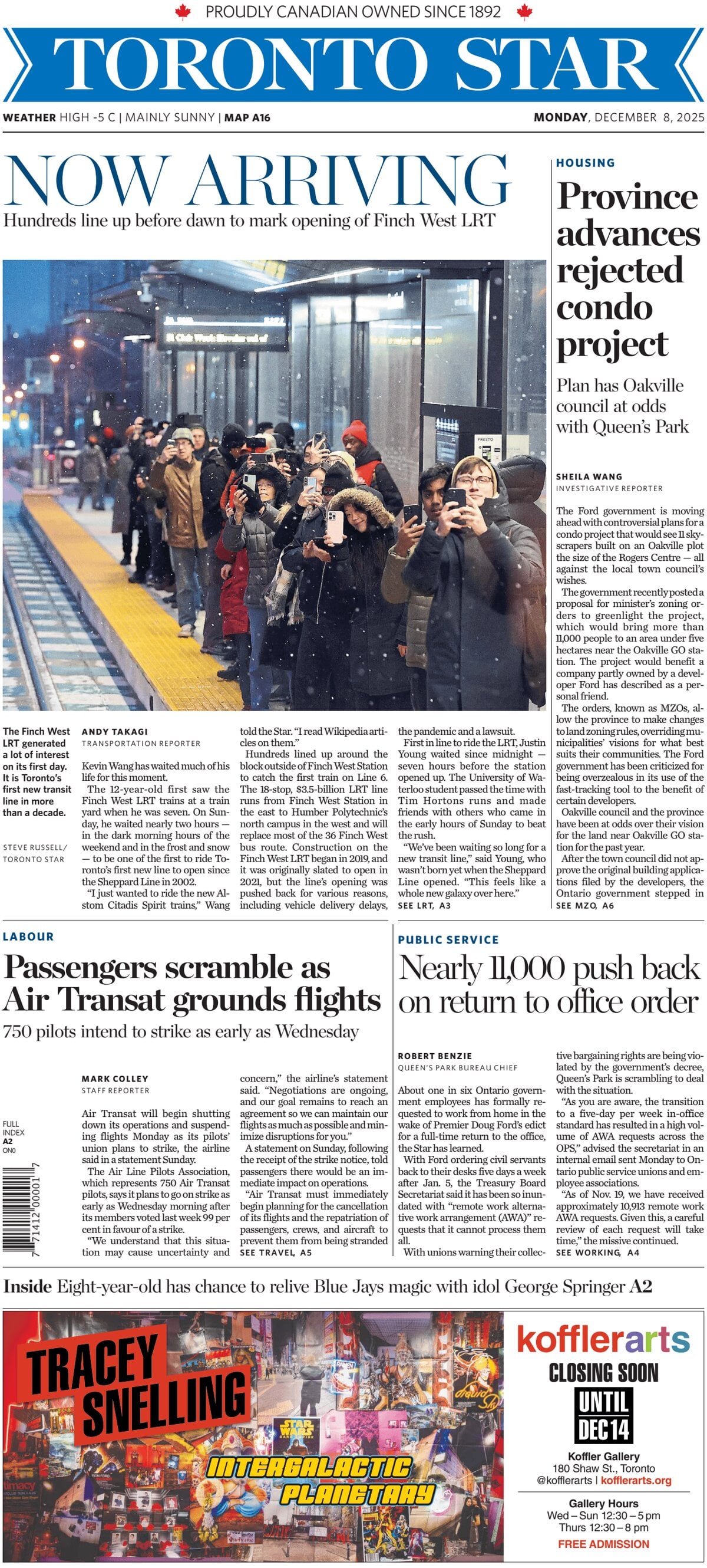 Toronto Star - Front Page - 12/08/2025