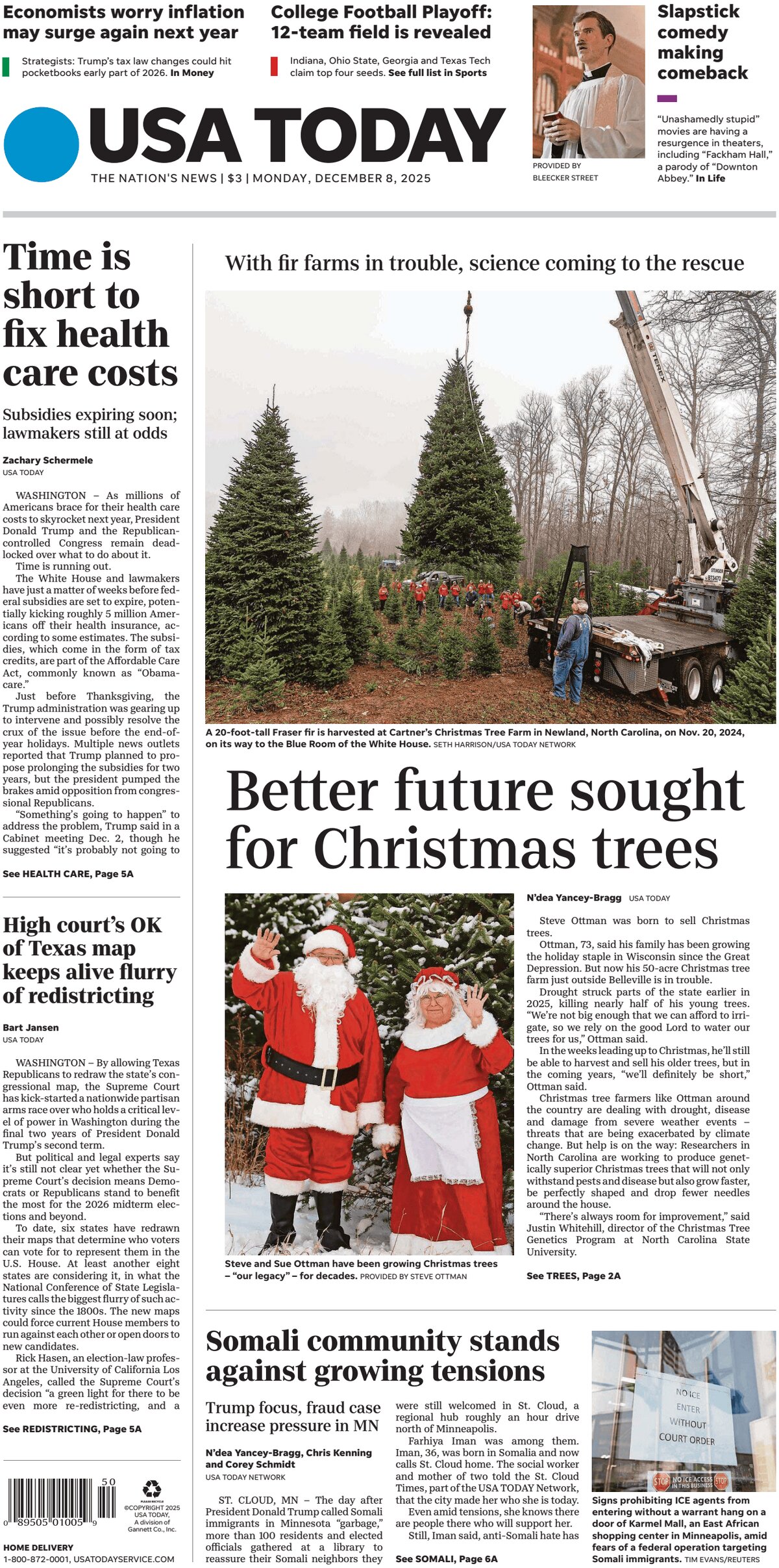 USA Today - Cover - 12/08/2025