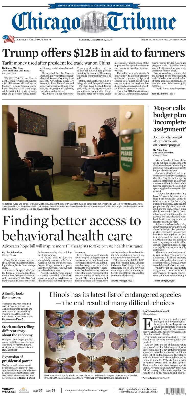 Chicago Tribune - Cover - 12/09/2025