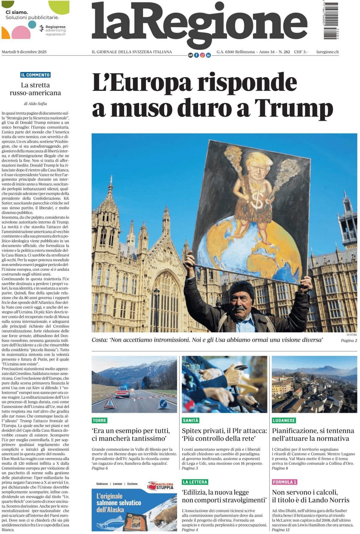 laRegione - Front Page - 12/09/2025