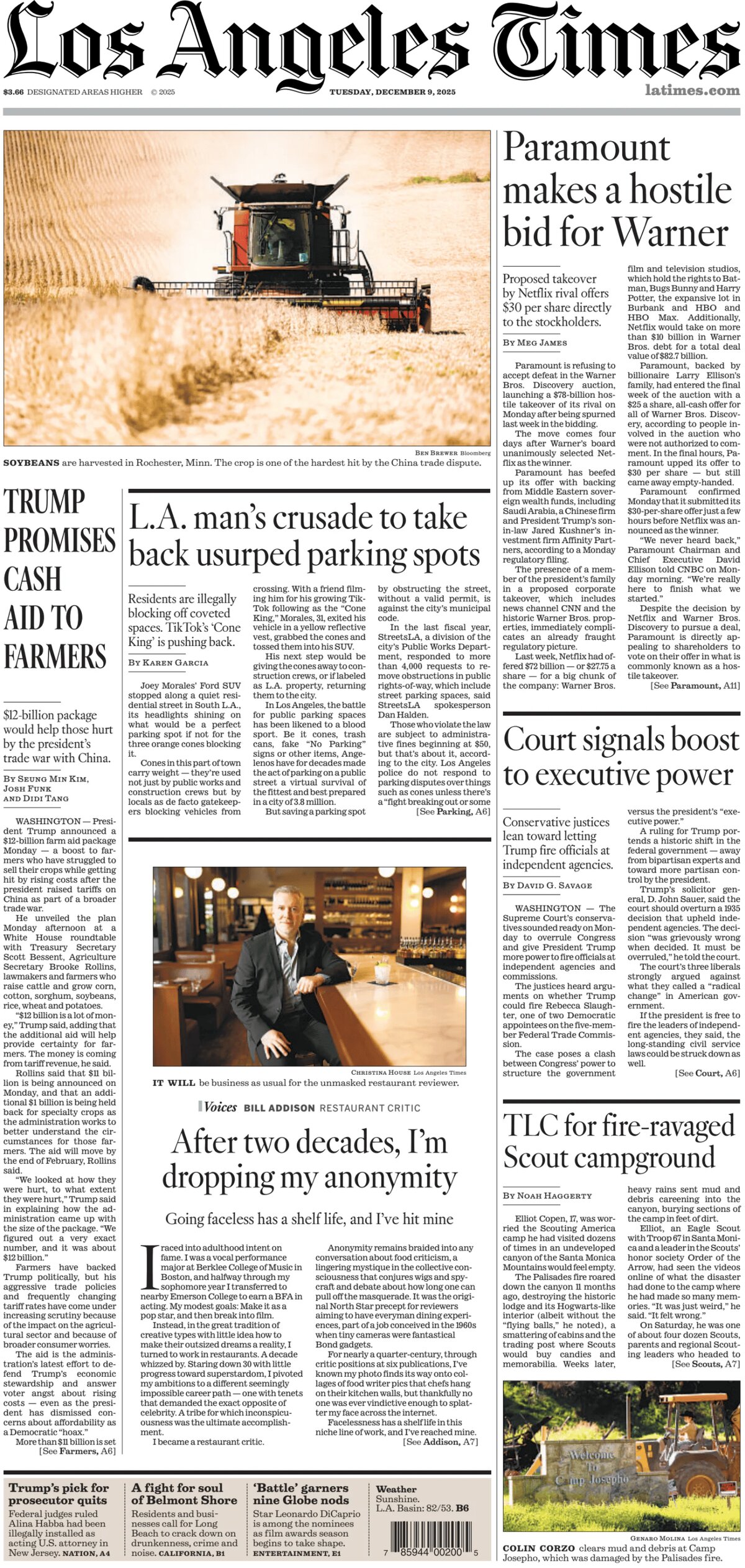 Los Angeles Times - Cover - 12/09/2025