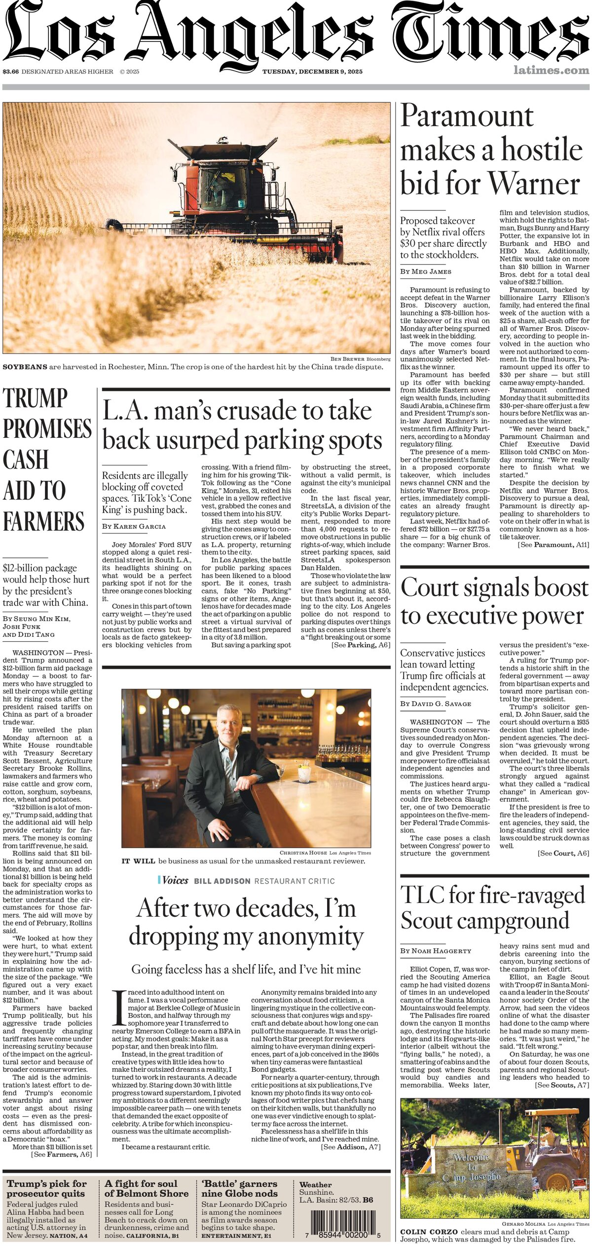 Los Angeles Times - Cover - 12/09/2025