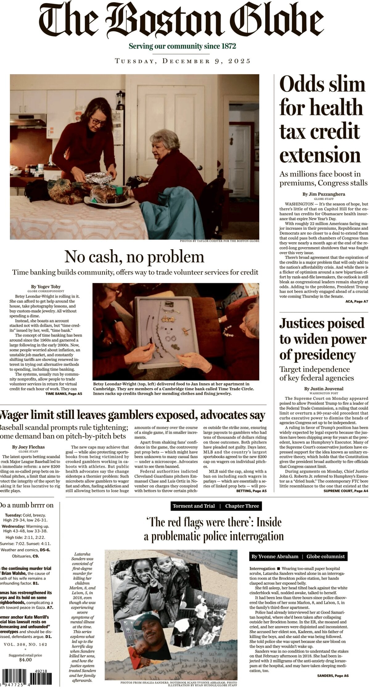 The Boston Globe - Cover - 12/09/2025