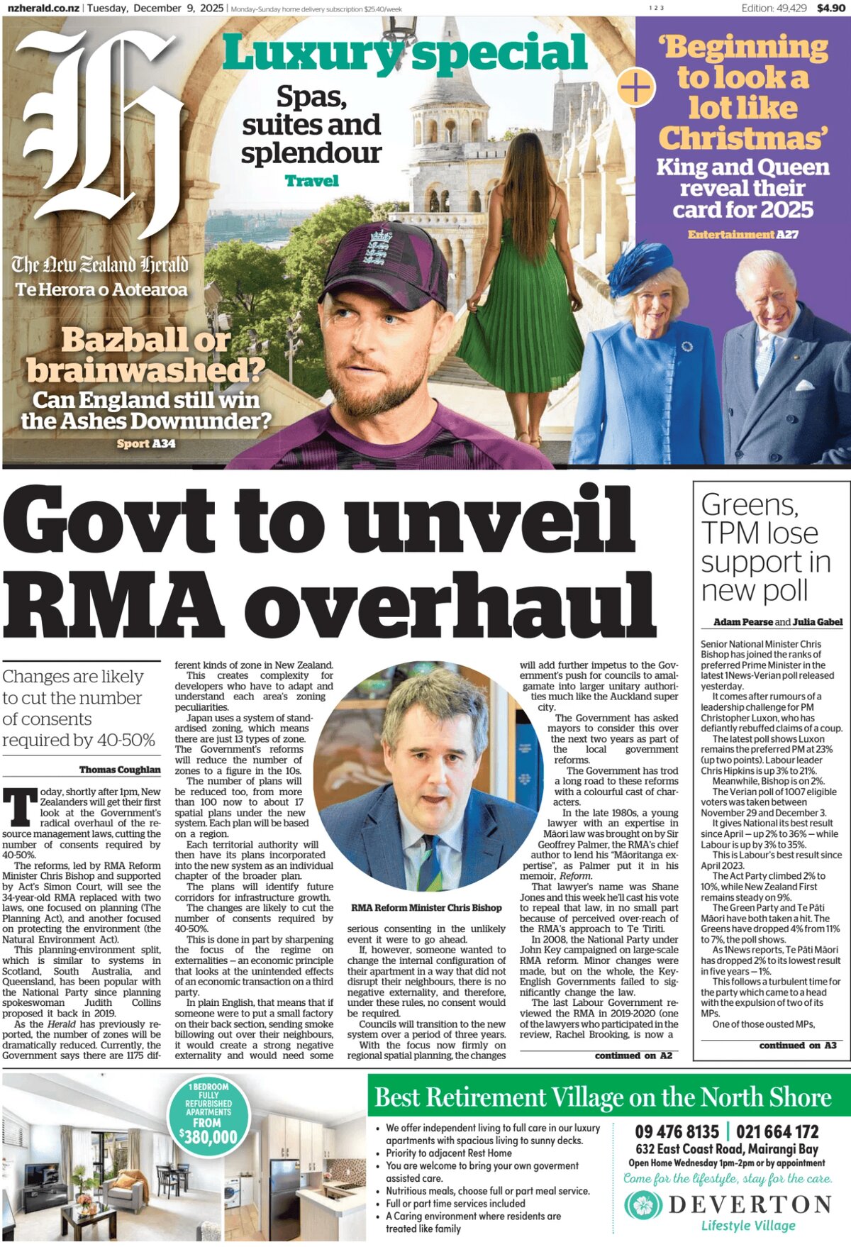 The New Zealand Herald - Front Page - 12/09/2025