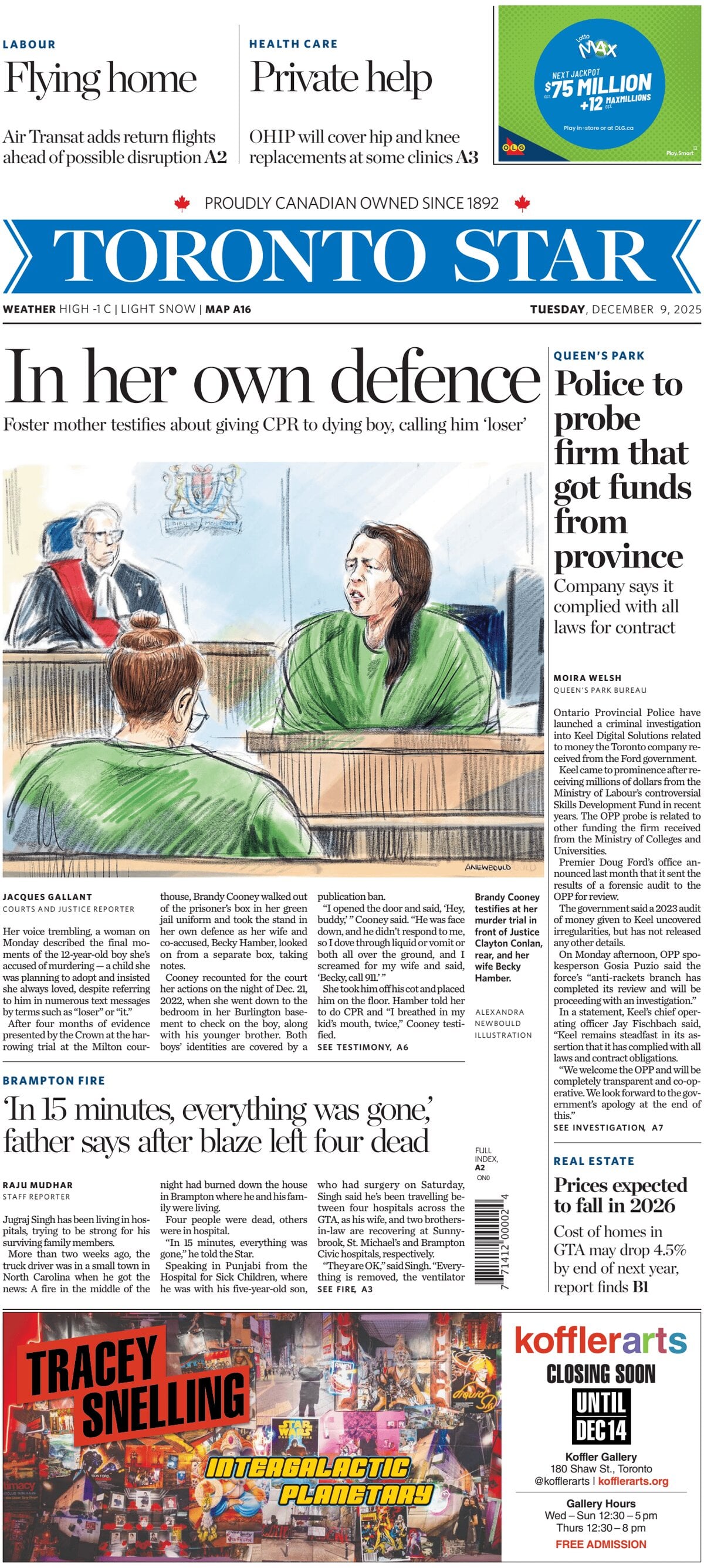 Toronto Star - Front Page - 12/09/2025