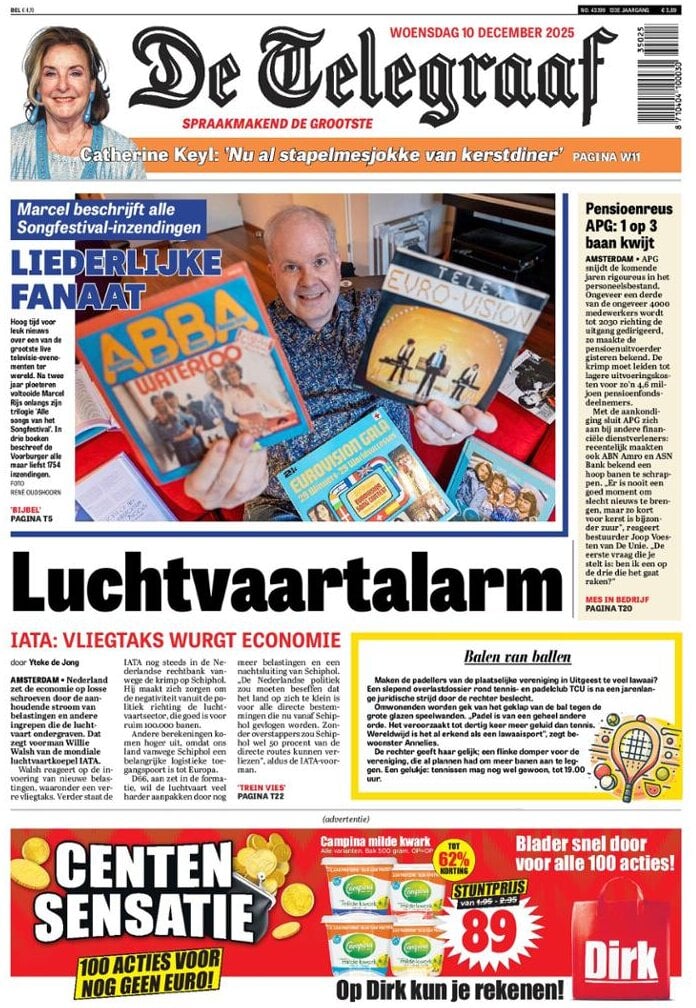 De Telegraaf - Front Page - 12/10/2025