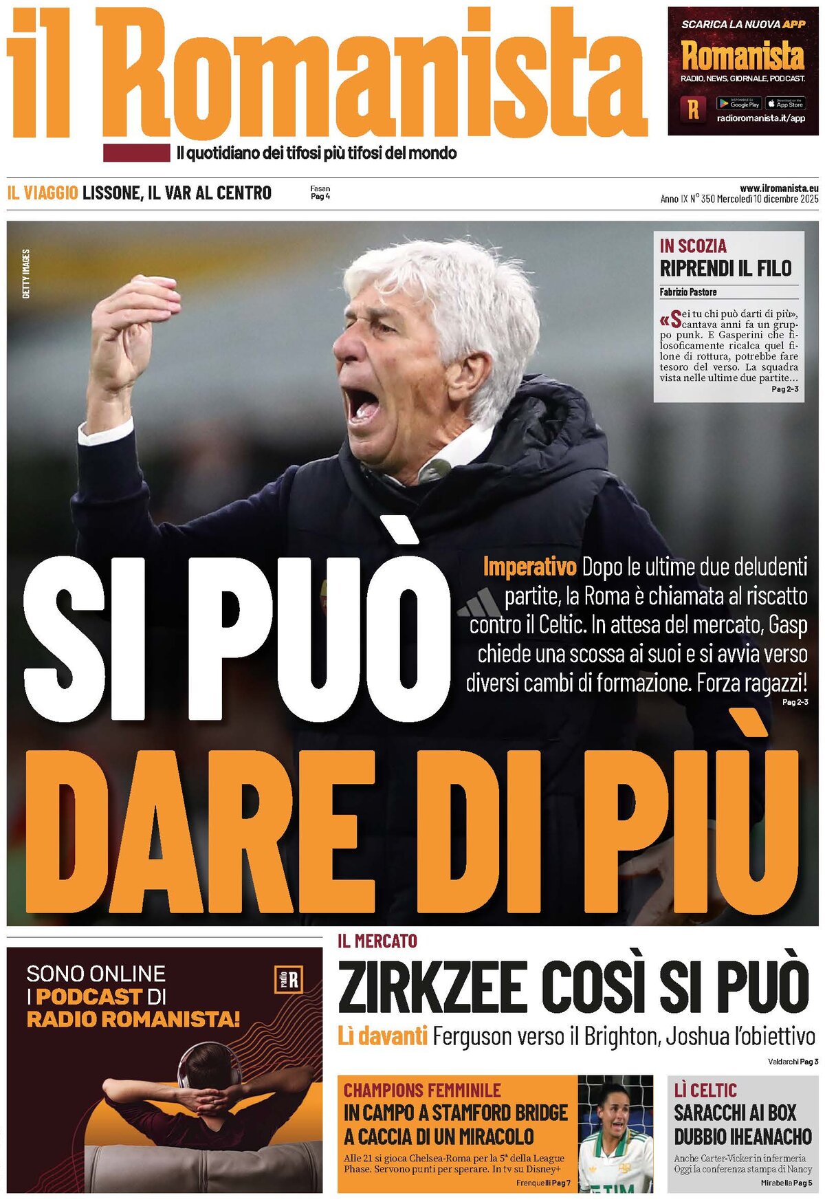 Il Romanista - Front Page - 12/10/2025