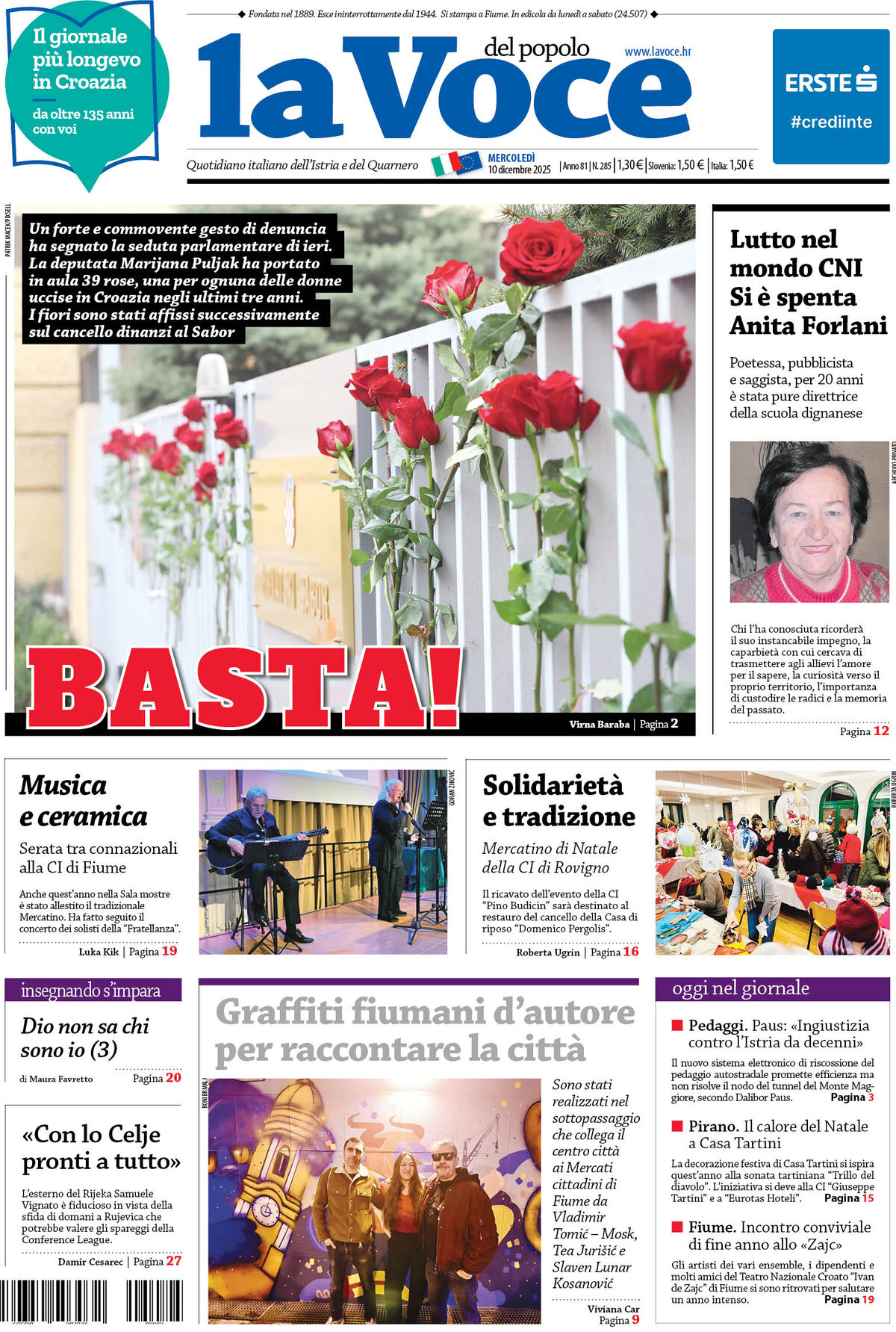 La Voce del popolo - Front Page - 12/10/2025