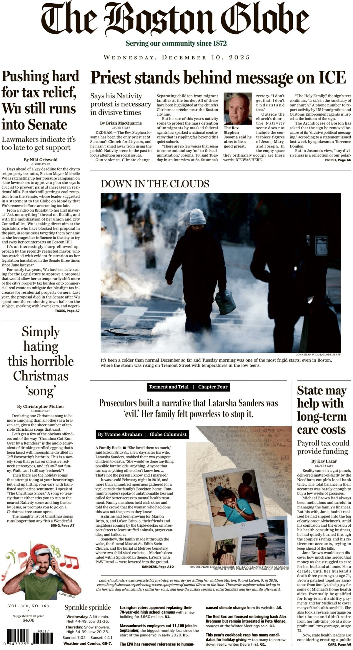 The Boston Globe - Cover - 12/10/2025