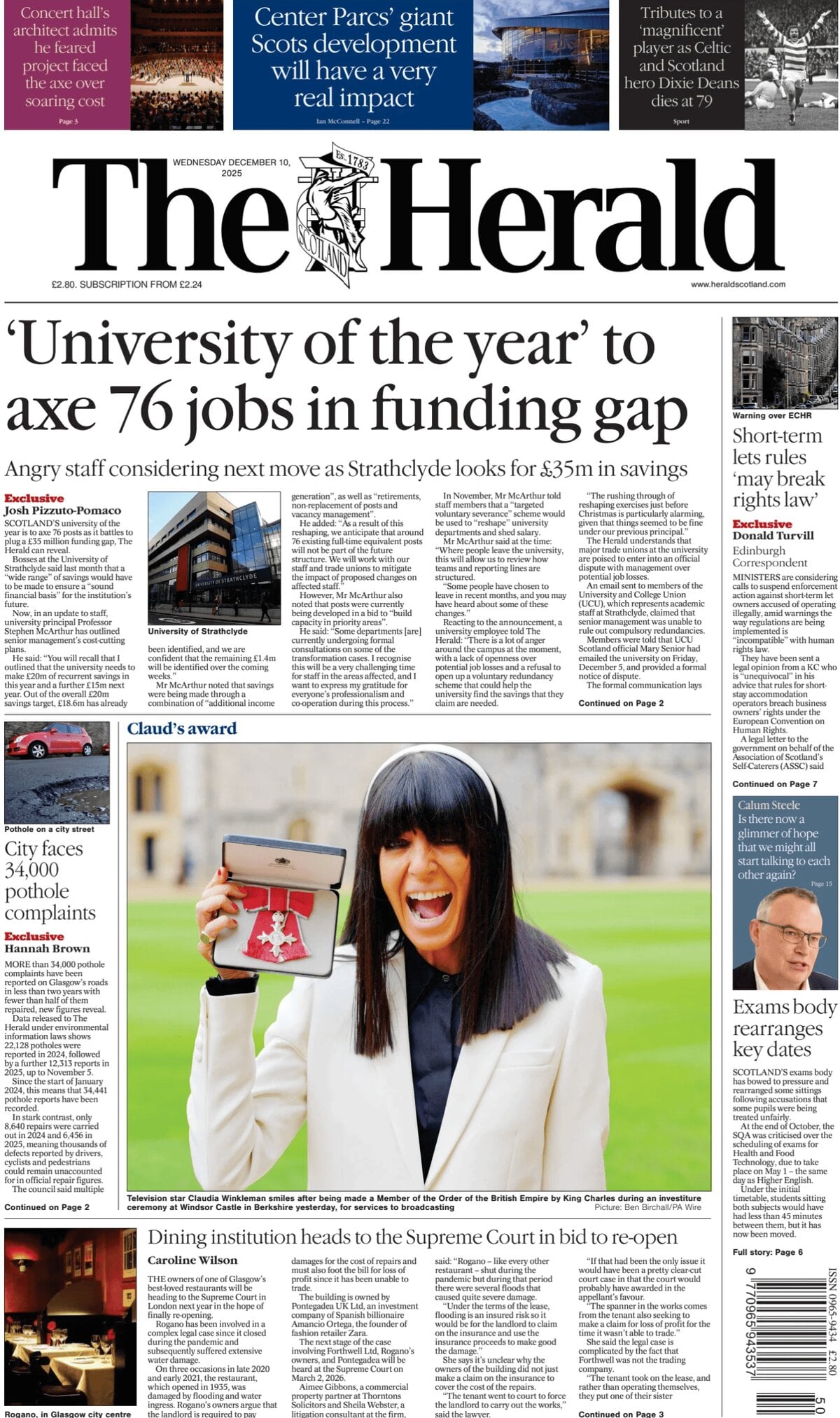 The Herald (Scotland) - Front Page - 12/10/2025