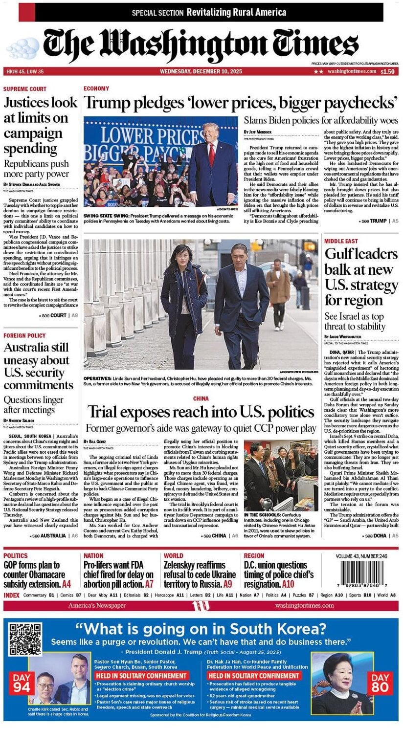 The Washington Times - Cover - 12/10/2025