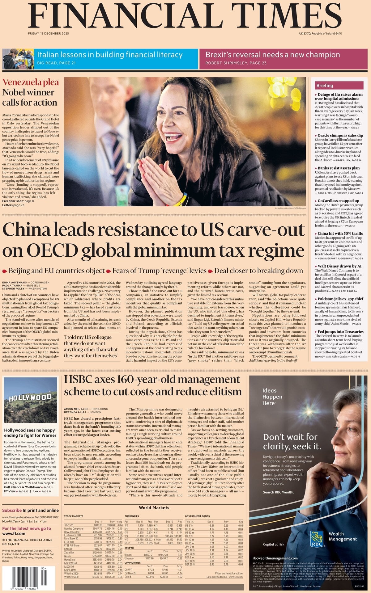 Financial Times - Front Page - 12/12/2025