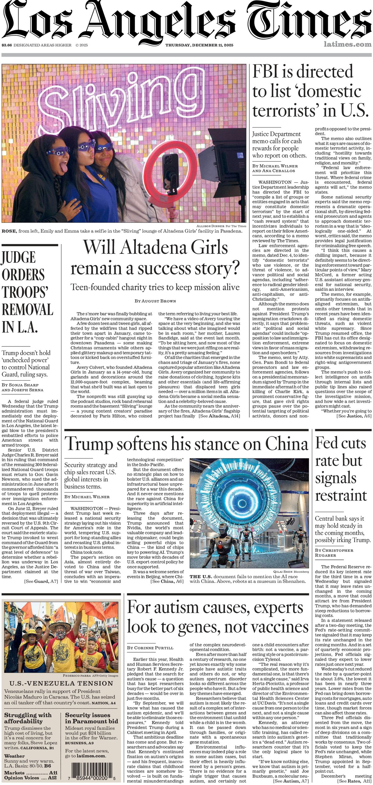Los Angeles Times - Cover - 12/11/2025