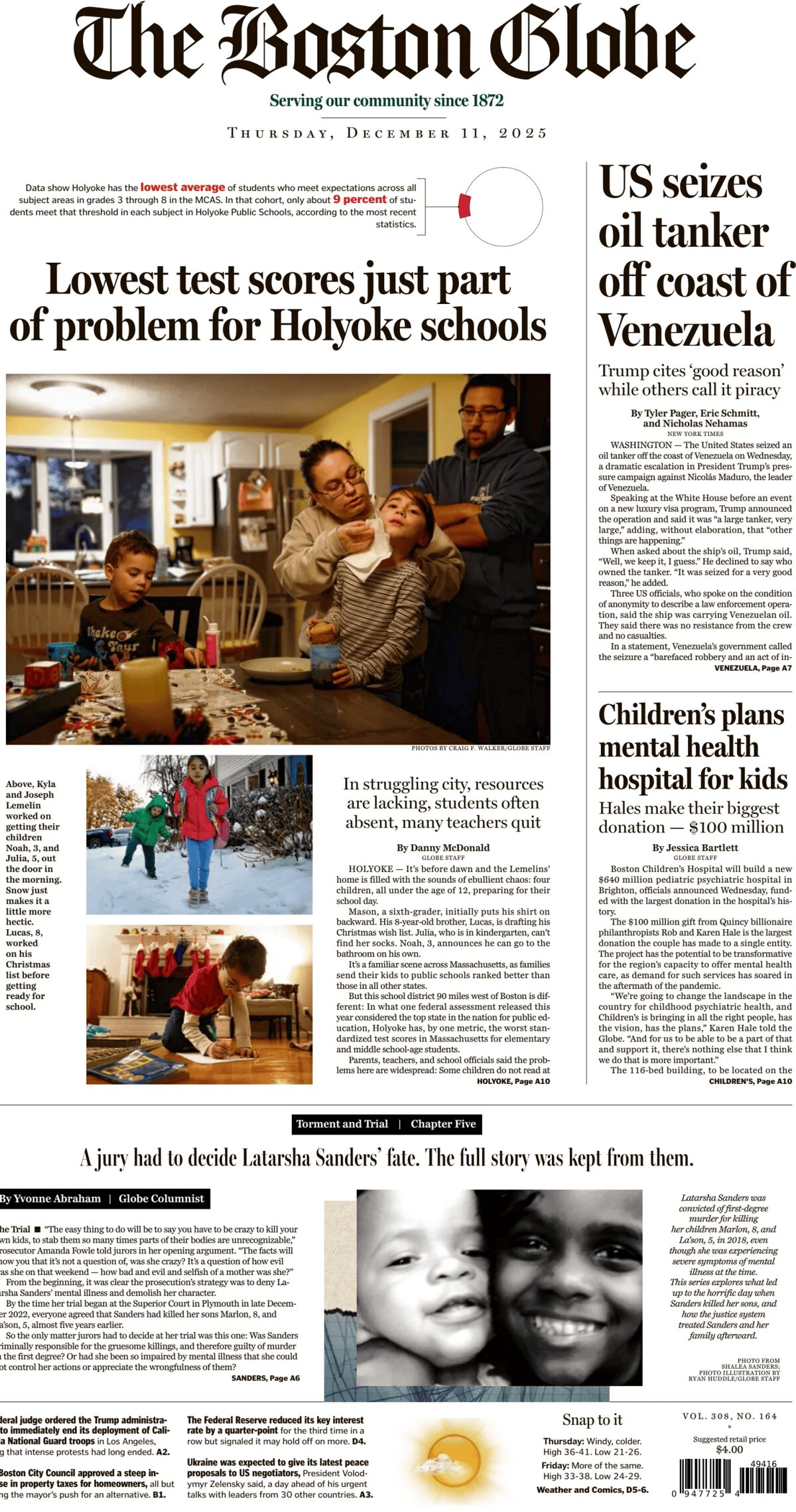 The Boston Globe - Cover - 12/11/2025