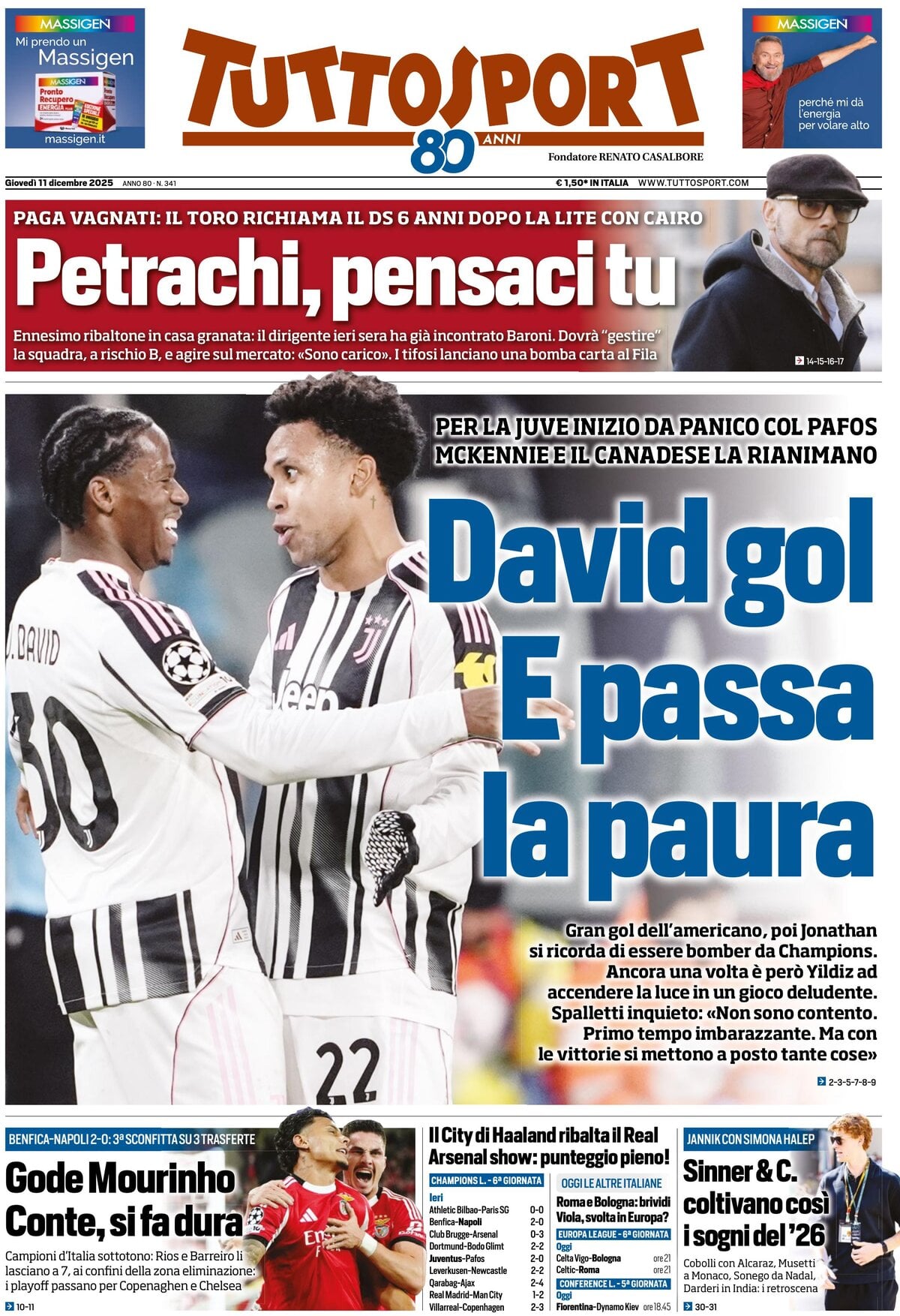 Tuttosport - Front Page - 12/11/2025