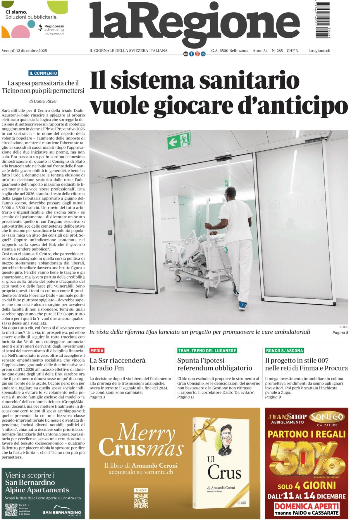 laRegione - Front Page - 12/12/2025