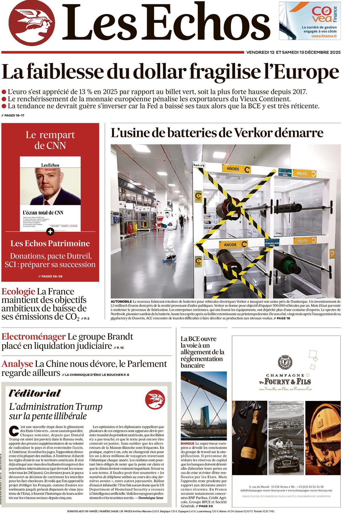 Les Échos - Front Page - 12/13/2025
