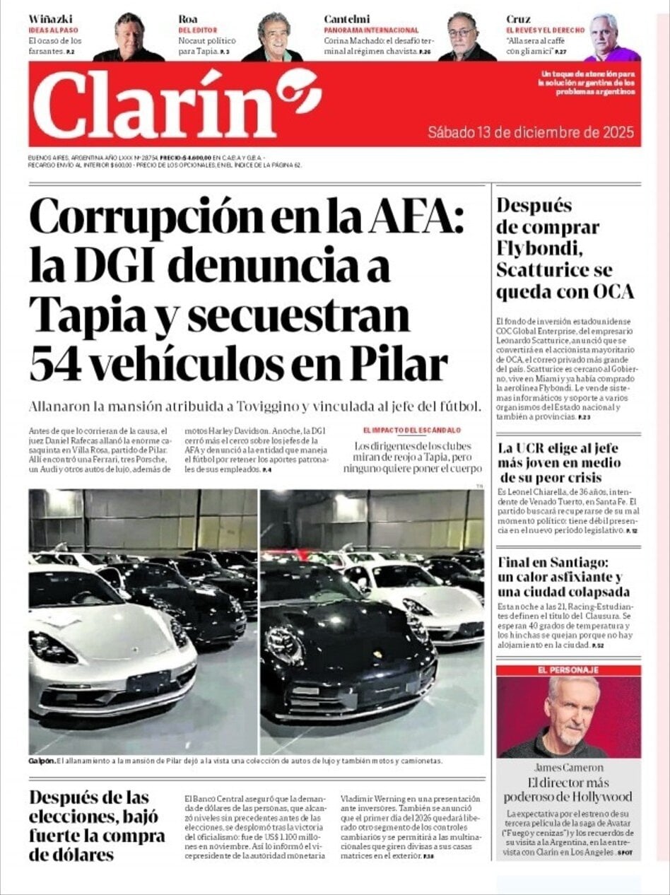 Clarín - Front Page - 12/13/2025
