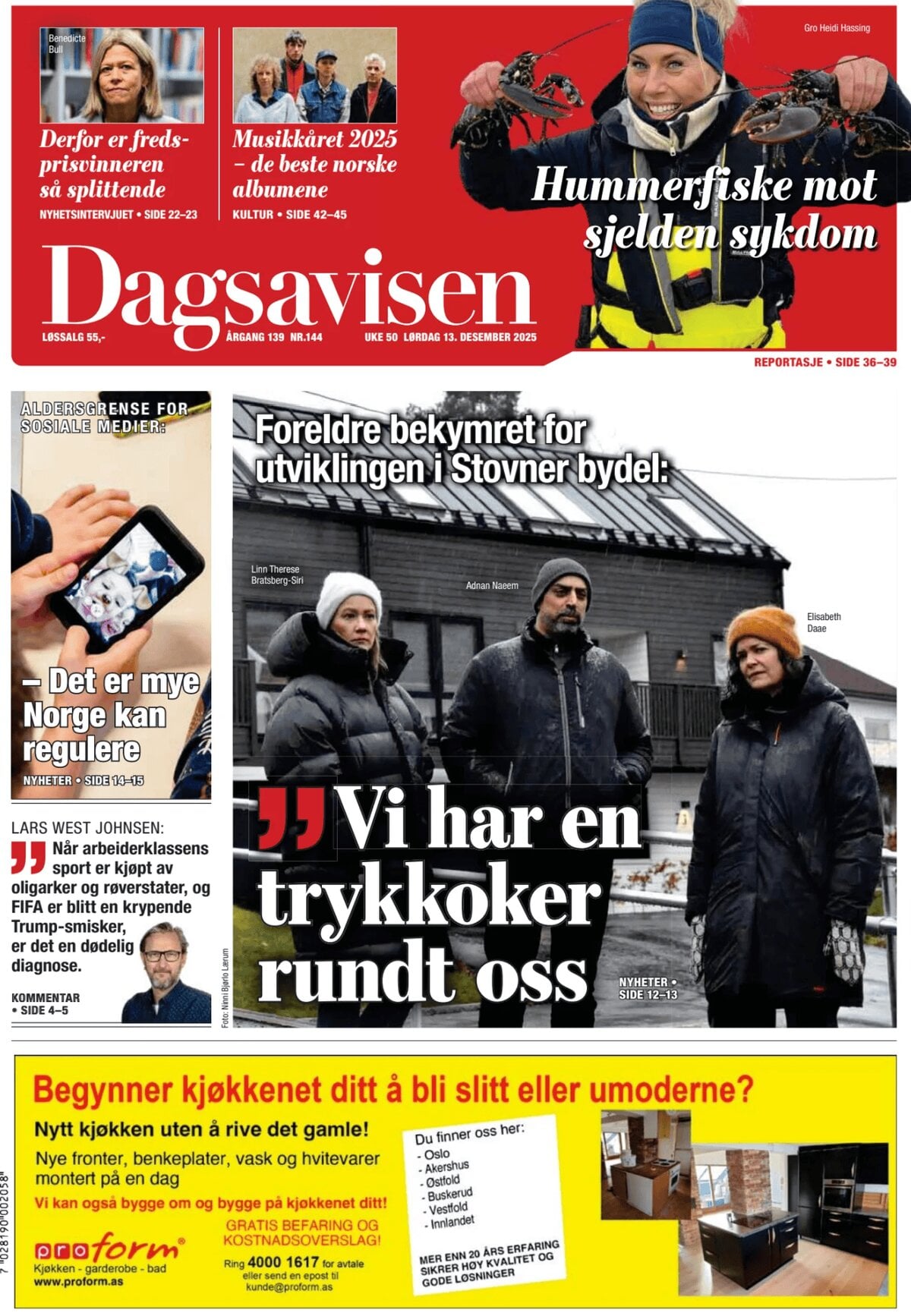 Dagsavisen - Front Page - 12/13/2025