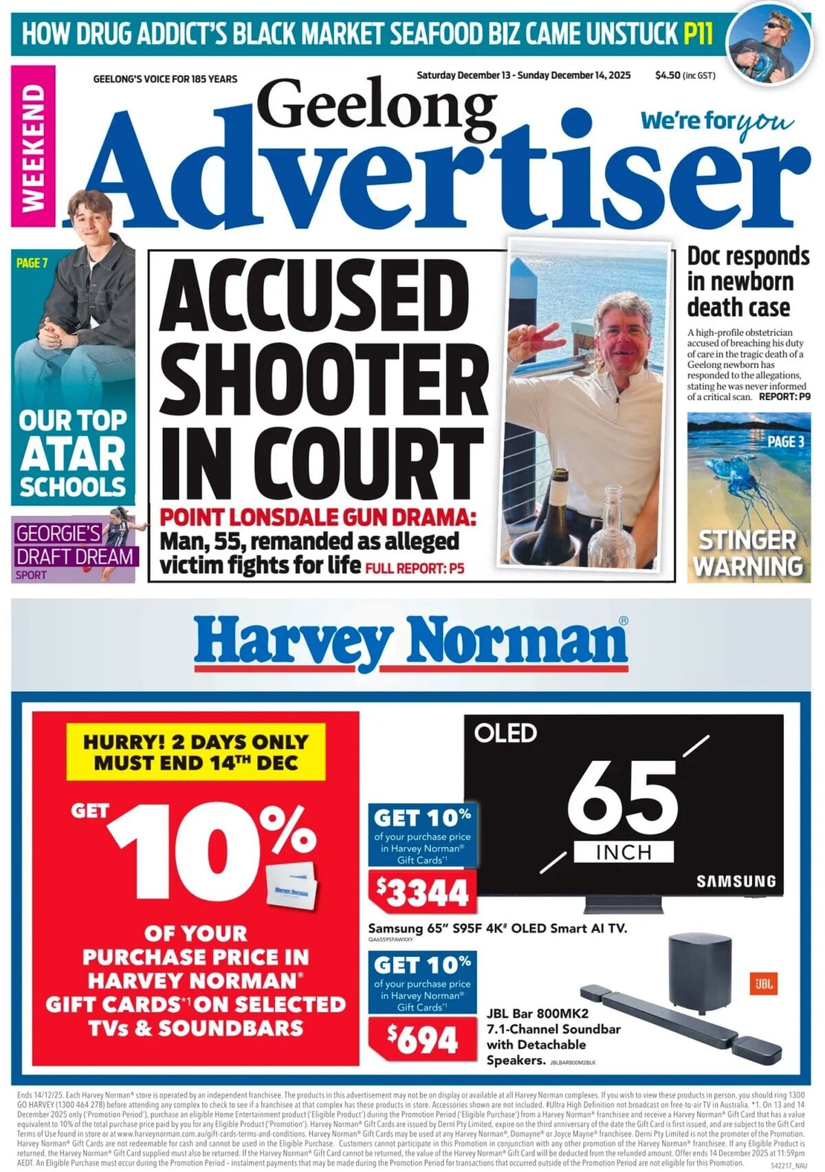 Geelong Advertiser - Front Page - 12/14/2025