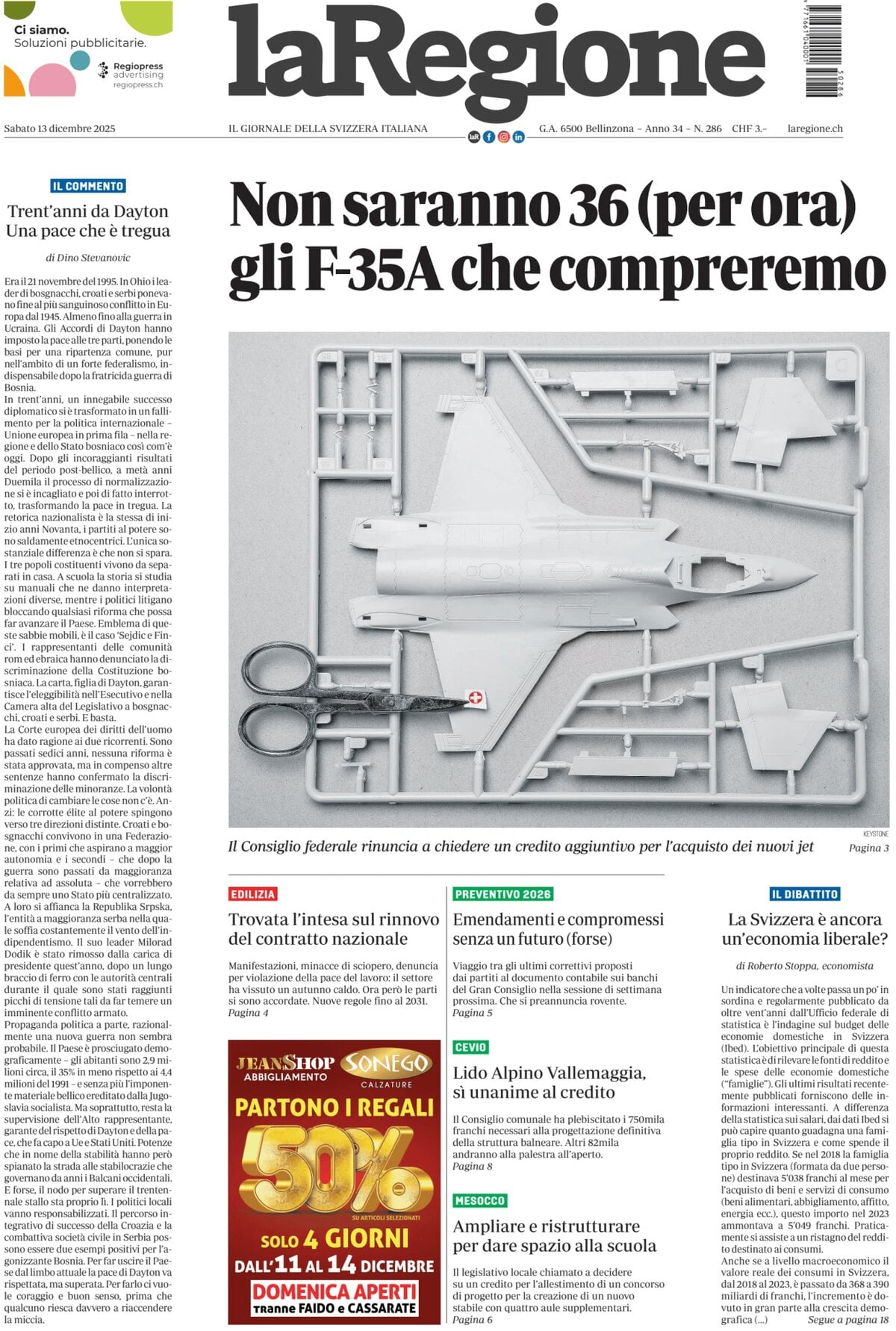 laRegione - Front Page - 12/13/2025