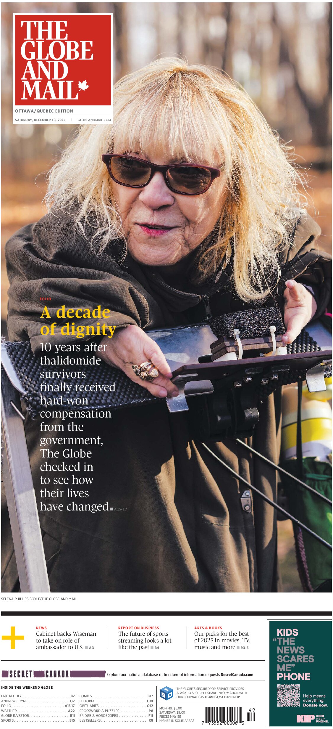 The Globe and Mail - Front Page - 12/13/2025