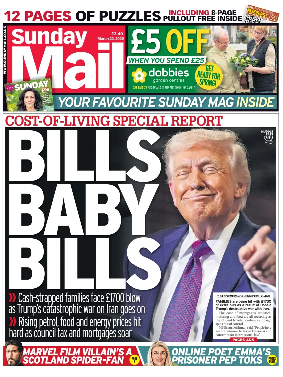 Cover Sunday Mail 22/03/2026